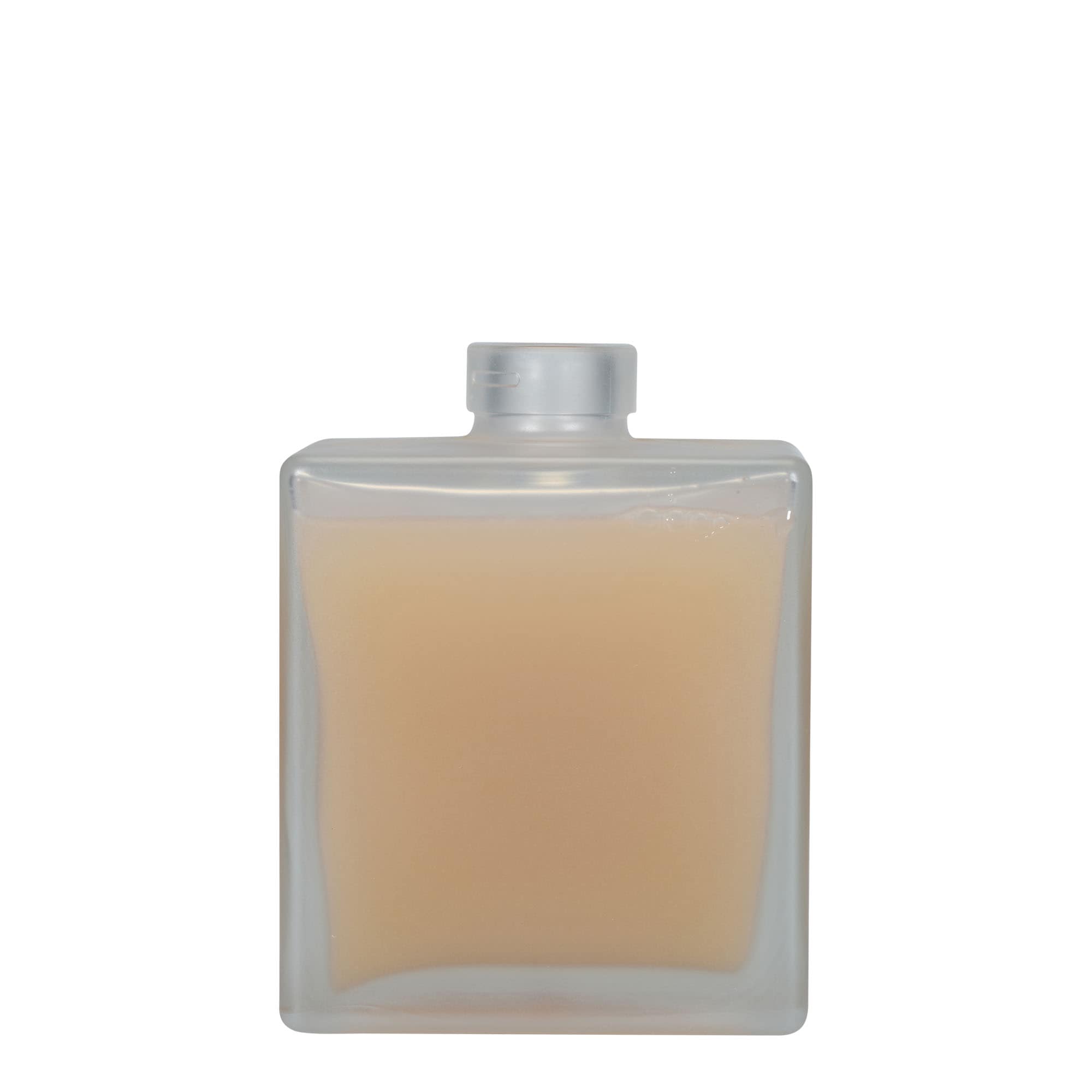 500 ml glasflaska 'Cube', kvadratisk, frostig, öppning: kork 500 ml glasflaska 'Cube', kvadratisk, frostig, öppning: kork
