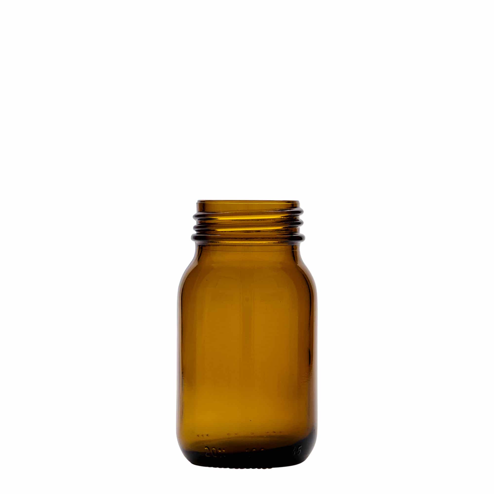 100 ml vid halsglas, brun, öppning: DIN 40