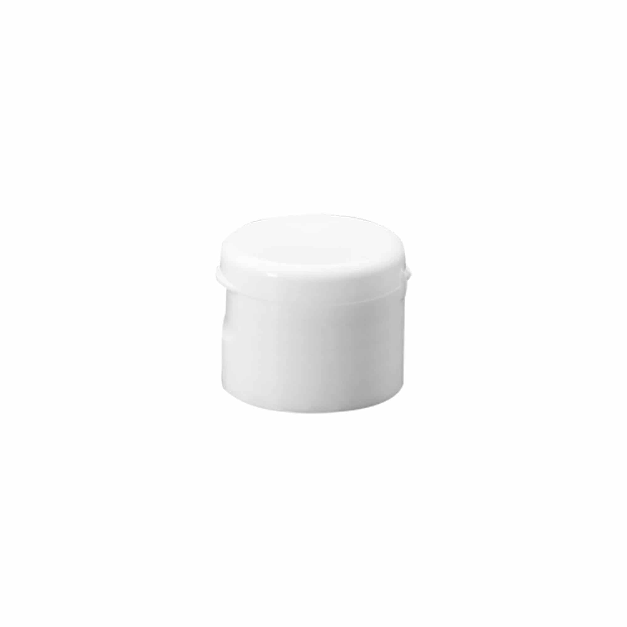 Skruvkapsel gångjärnslock, PP-plast, vit, för mynning: 24/410 Skruvkapsel gångjärnslock, PP-plast, vit, för mynning: 24/410