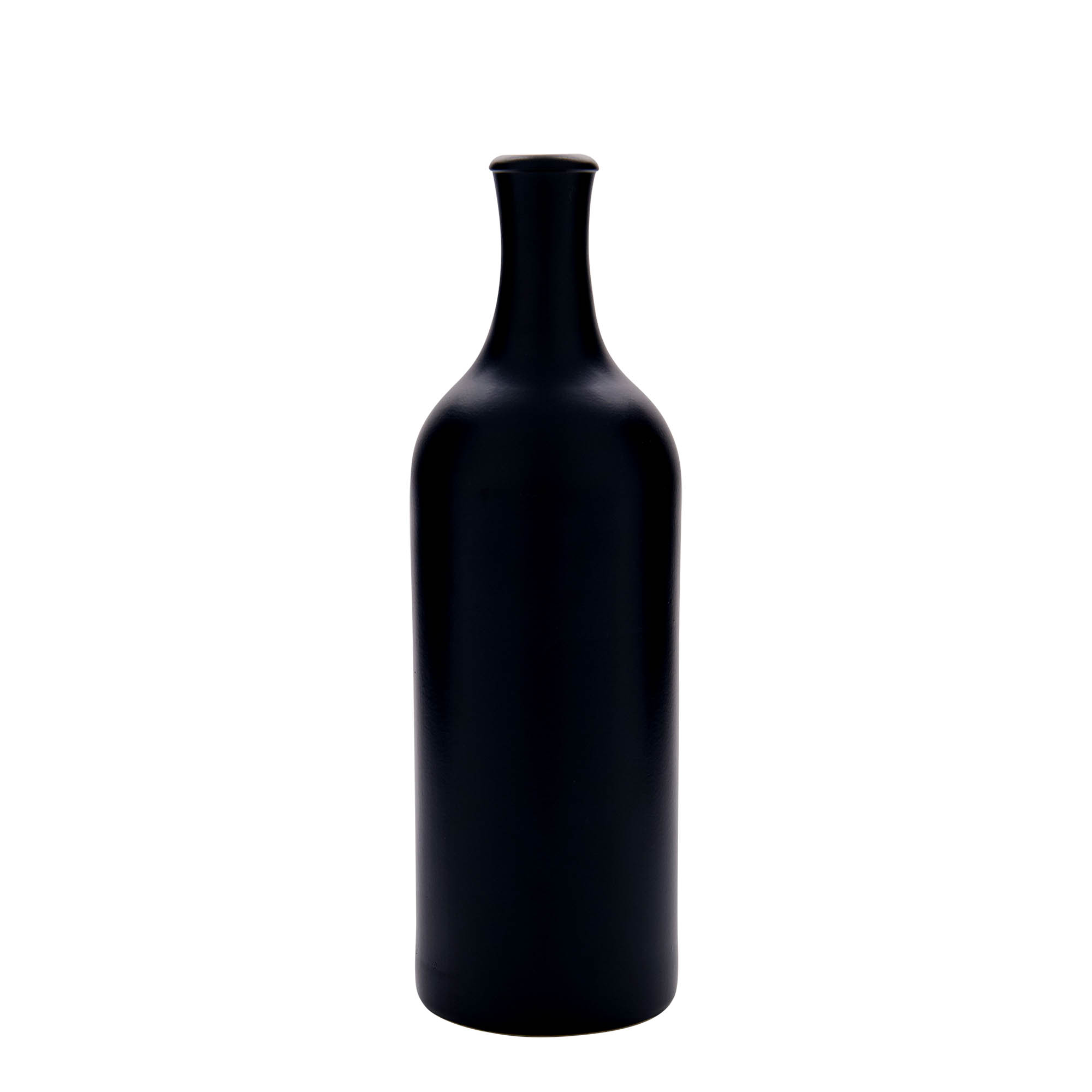 750 ml tonkrus med lång hals, stengods, svart, mynning: kork