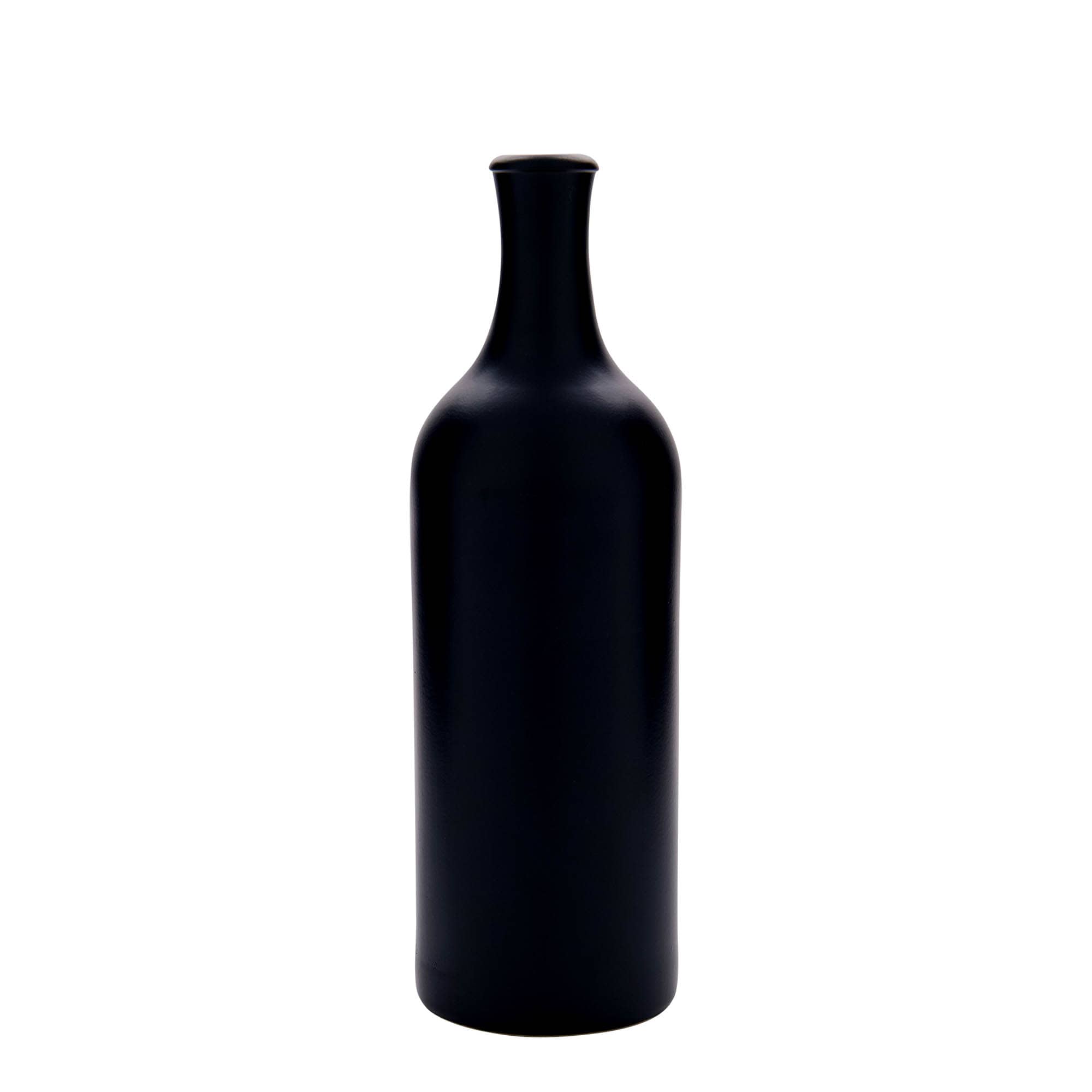 750 ml tonkrus med lång hals, stengods, svart, mynning: kork