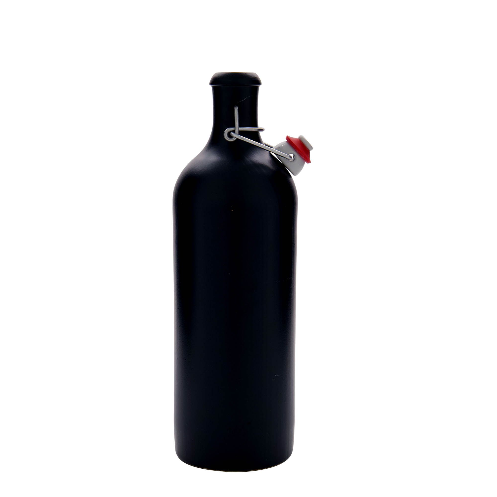 750 ml lerkrus, stengods, svart, mynning: bygelstängning