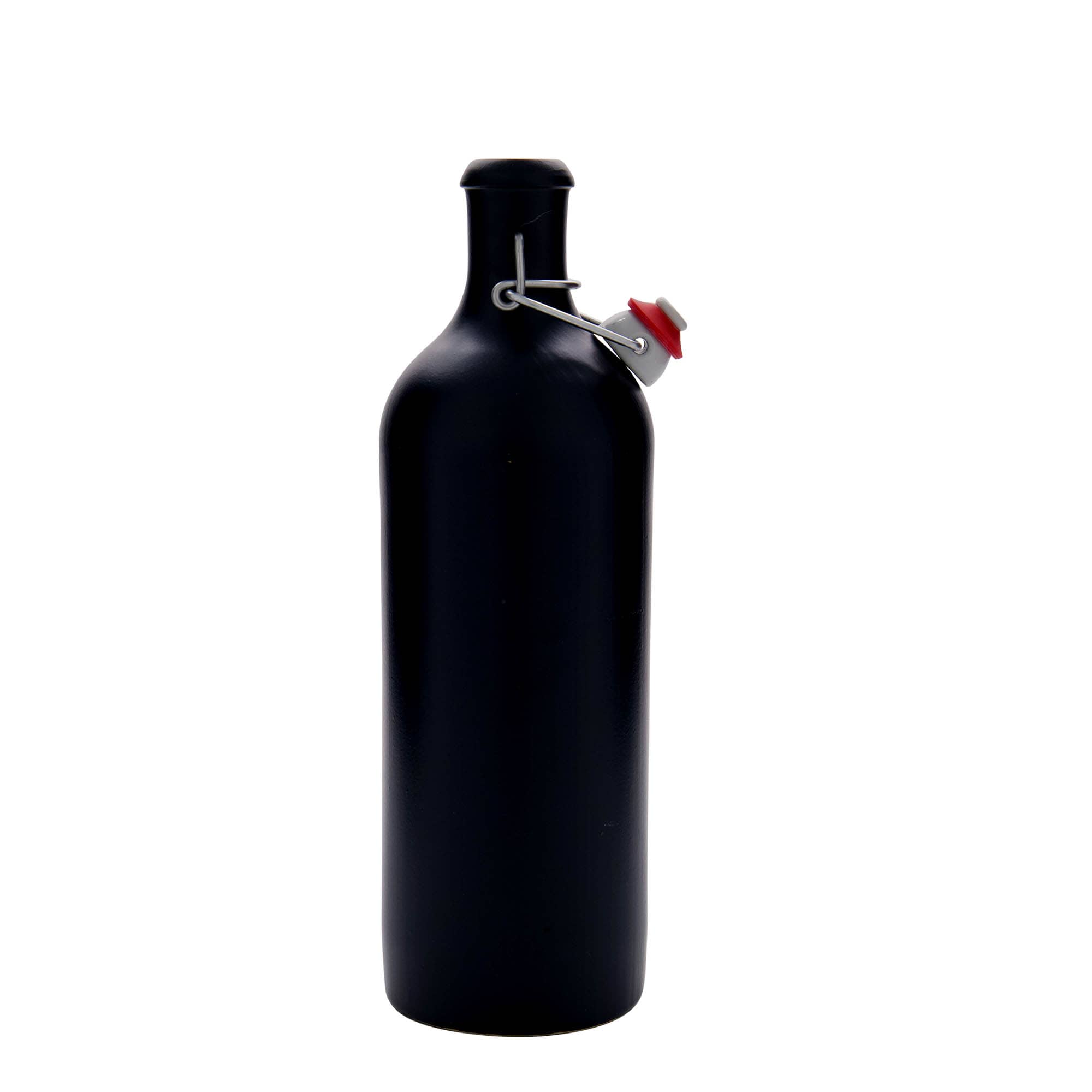 750 ml lerkrus, stengods, svart, mynning: bygelstängning