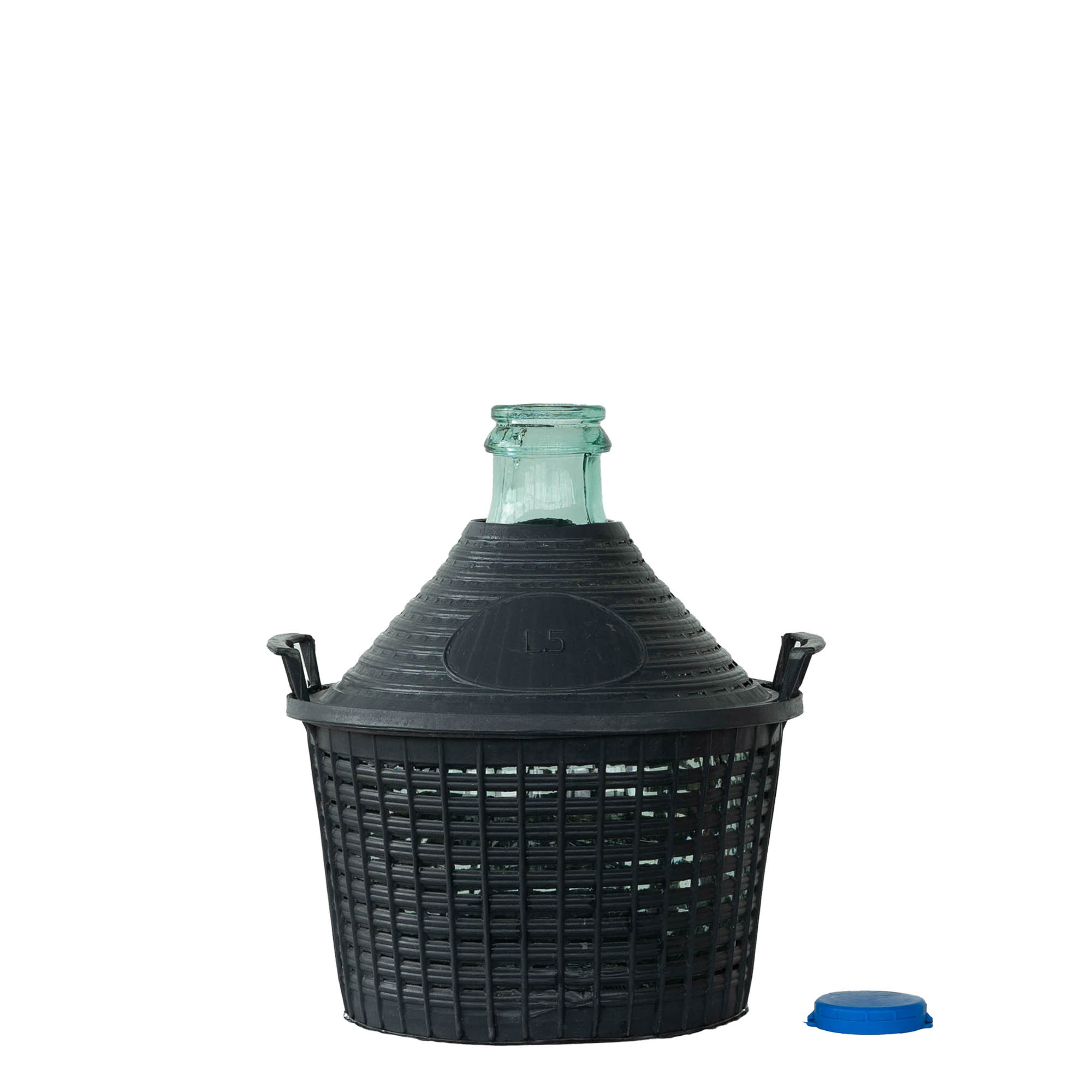 5 l ballongflaska med smal hals, glas, öppning: påslock