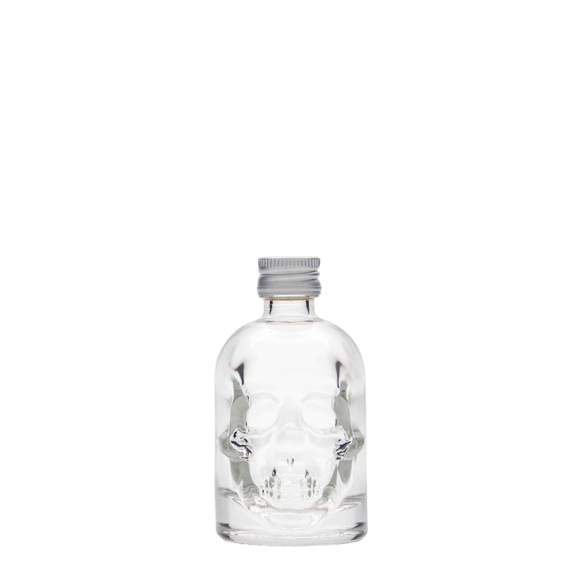 50 ml glasflaska 'Dödskalle', öppning: PP 18 50 ml glasflaska 'Dödskalle', öppning: PP 18