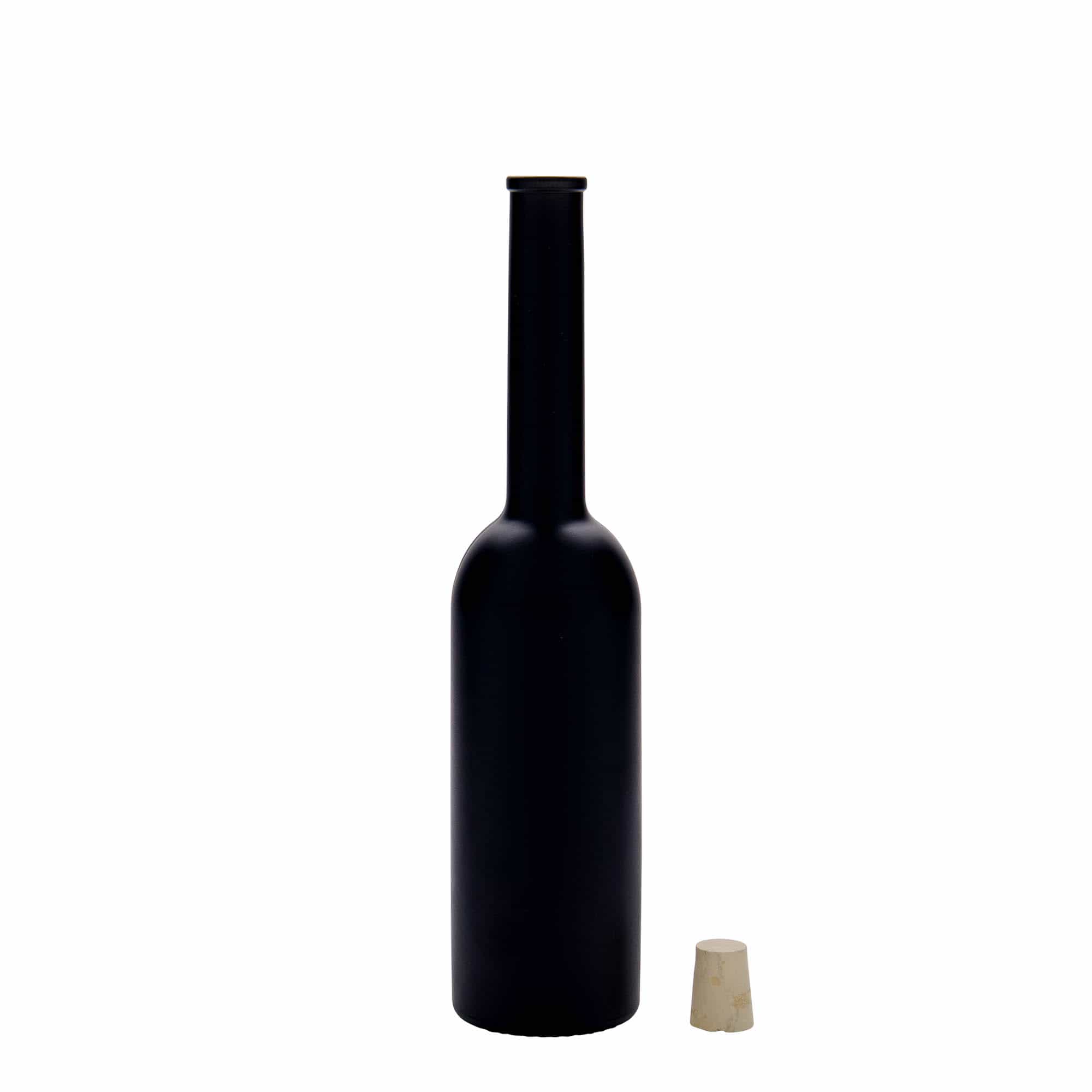 200 ml glasflaska 'Opera', svart, mynning: kork