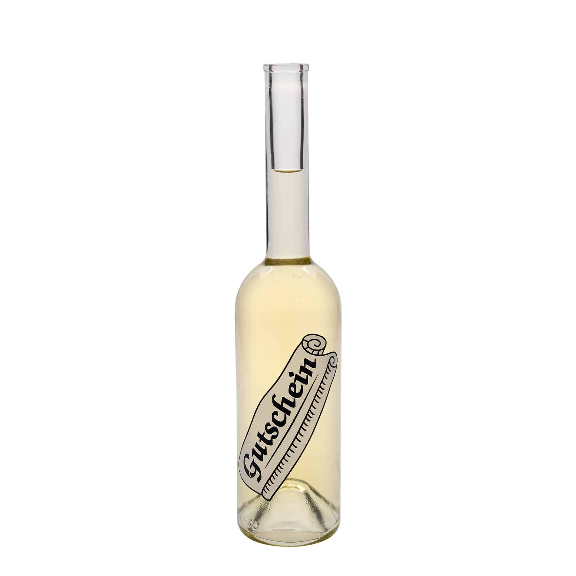 500 ml glasflaska 'Opera', motiv: presentkort, öppning: kork