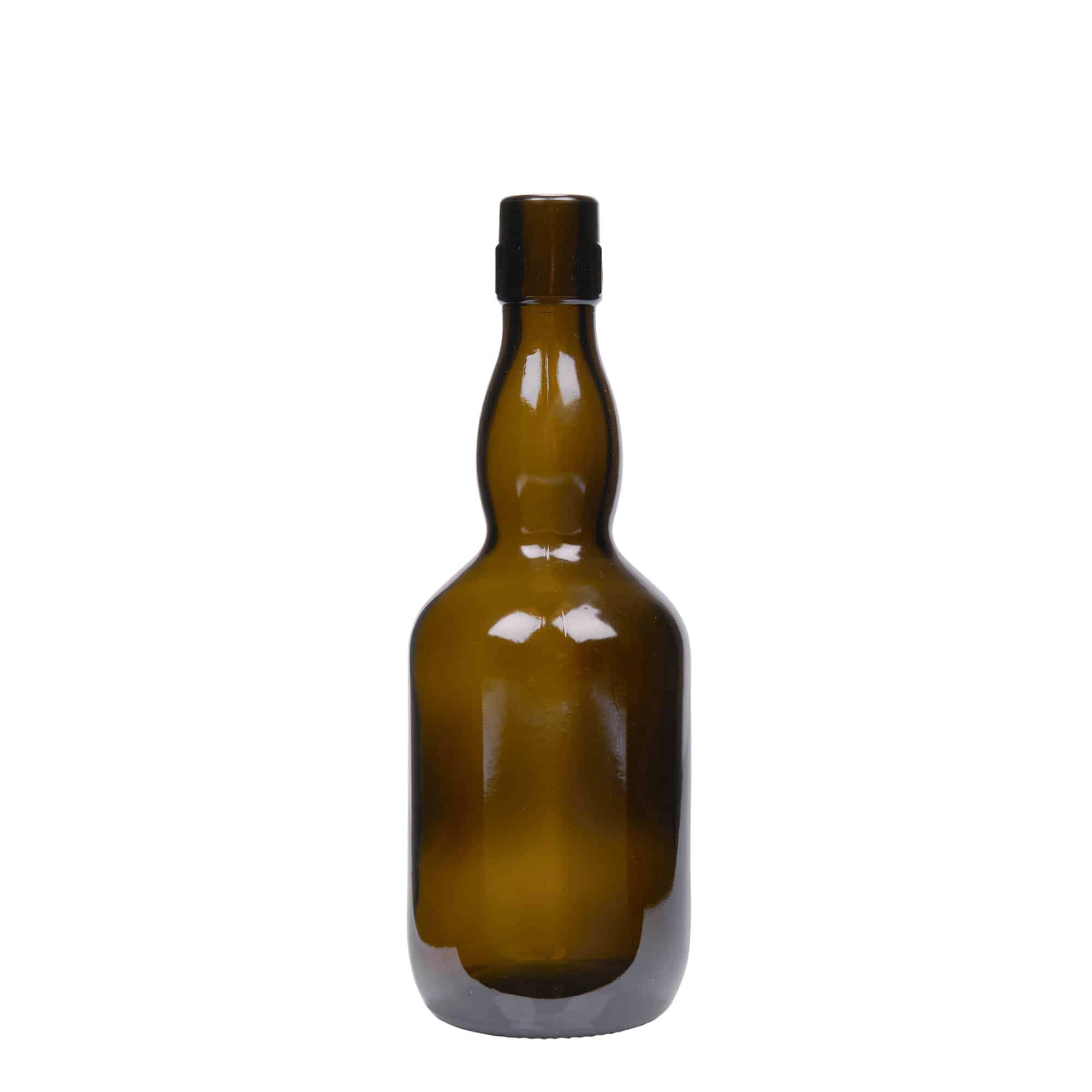 500 ml ölflaska krökt hals, glas, antikgrön, mynning: patentkork 500 ml ölflaska krökt hals, glas, antikgrön, mynning: patentkork
