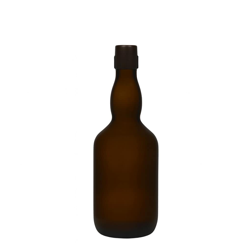 500 ml ölflaska med kragehals, glas, antikgrön, öppning: bygelkapsyl