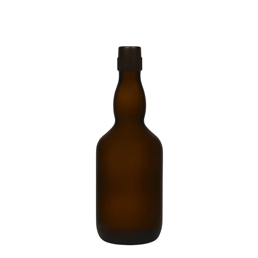500 ml ölflaska med kragehals, glas, antikgrön, öppning: bygelkapsyl