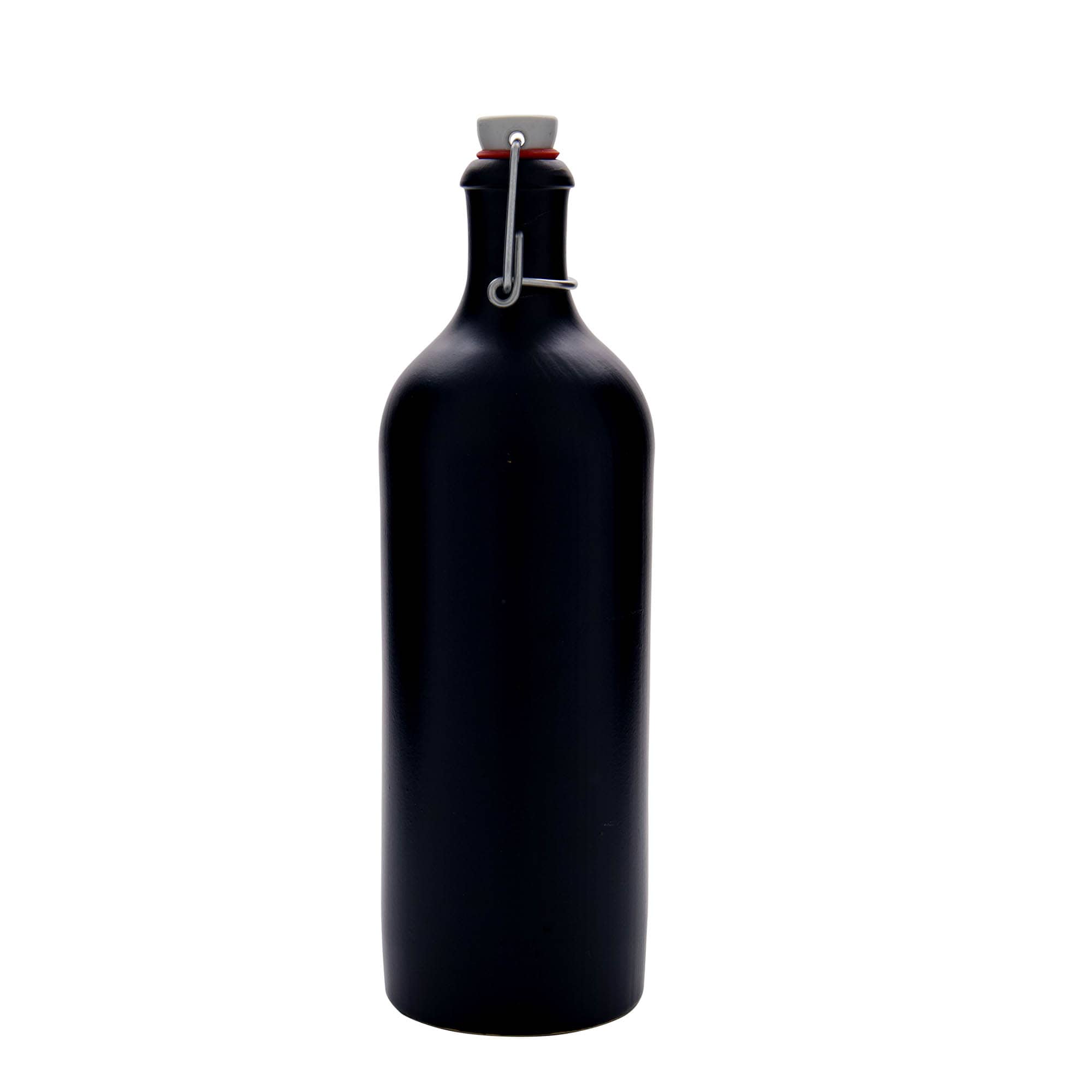 750 ml lerkrus, stengods, svart, mynning: bygelstängning