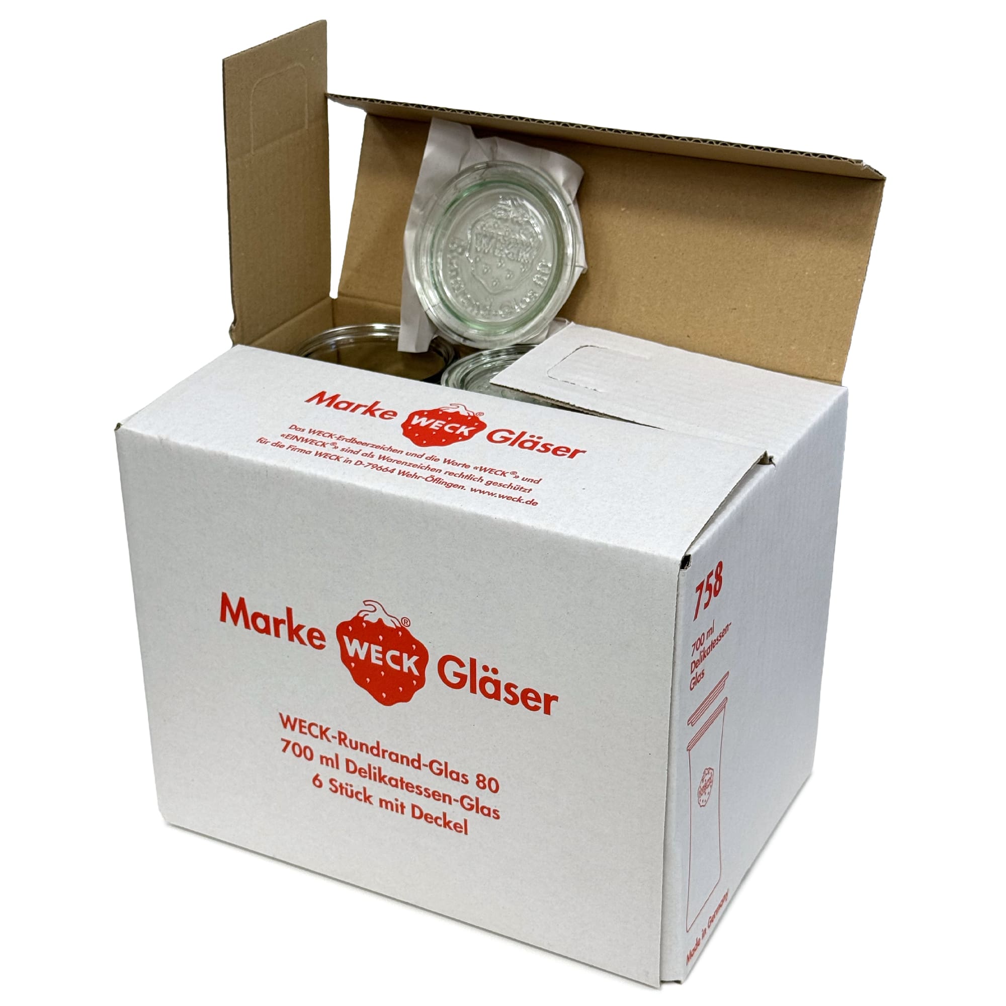 6x 730 ml WECK-gourmetglas med glaslock RR 80