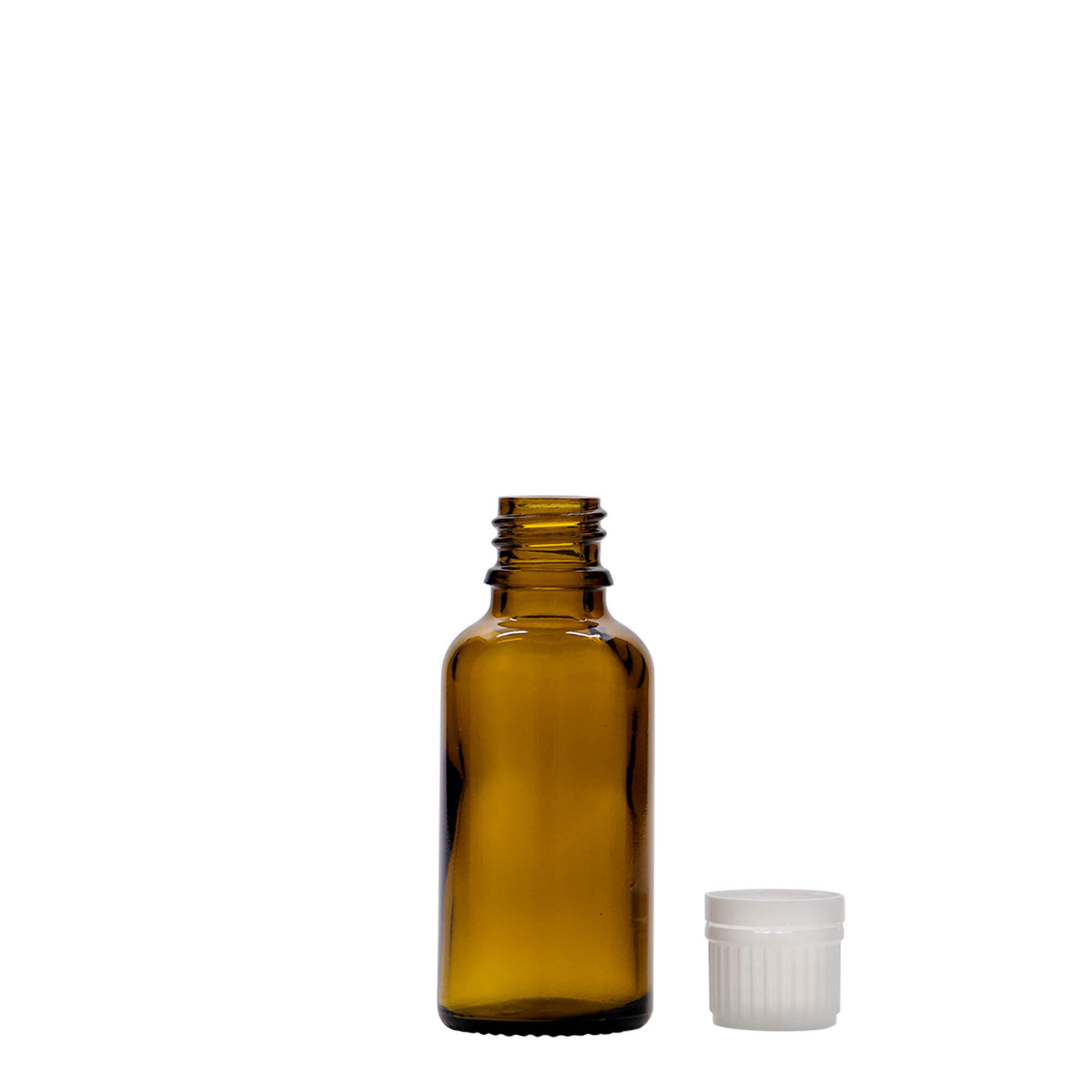 30 ml medicinflaska, glas, brun, mynning: DIN 18