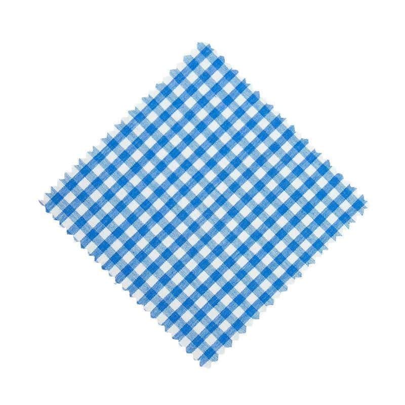 Rutig tygrundel för syltburk 12x12, kvadratisk, textil, petrol, mynning: TO38-TO53 Rutig tygrundel för syltburk 12x12, kvadratisk, textil, petrol, mynning: TO38-TO53