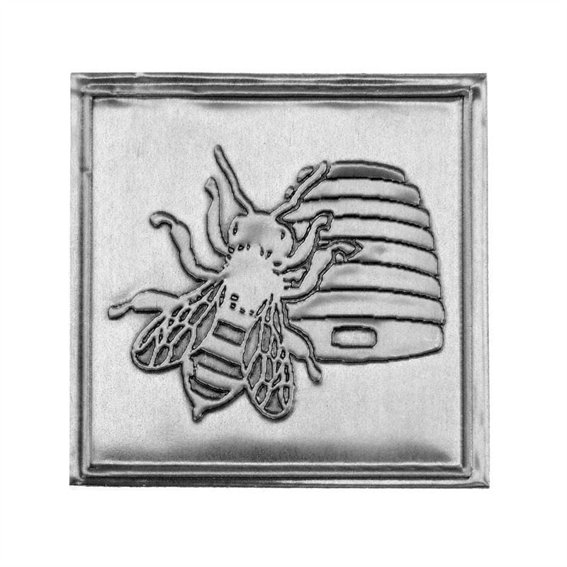 Tennetikett 'Honung', kvadratisk, metall, silver
