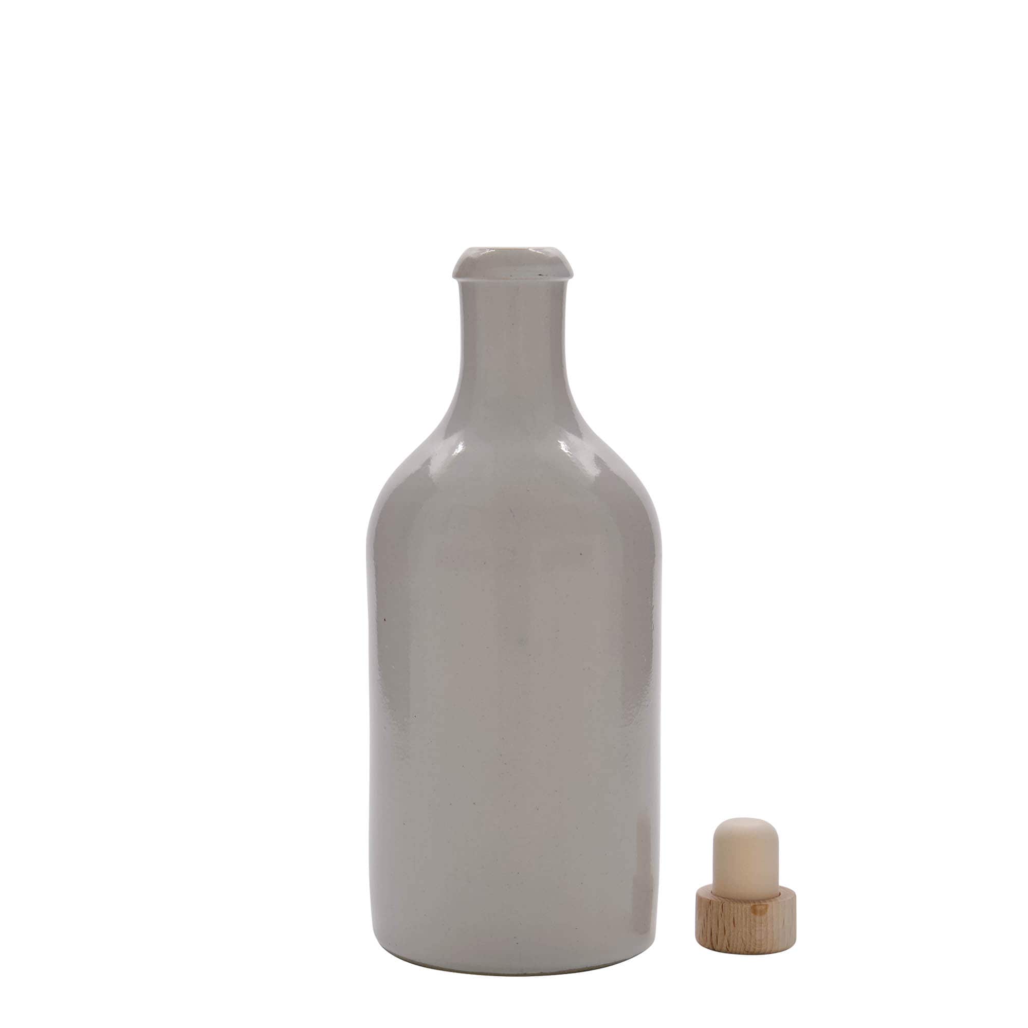 500 ml tonkrus, stengods, vitt, öppning: kork