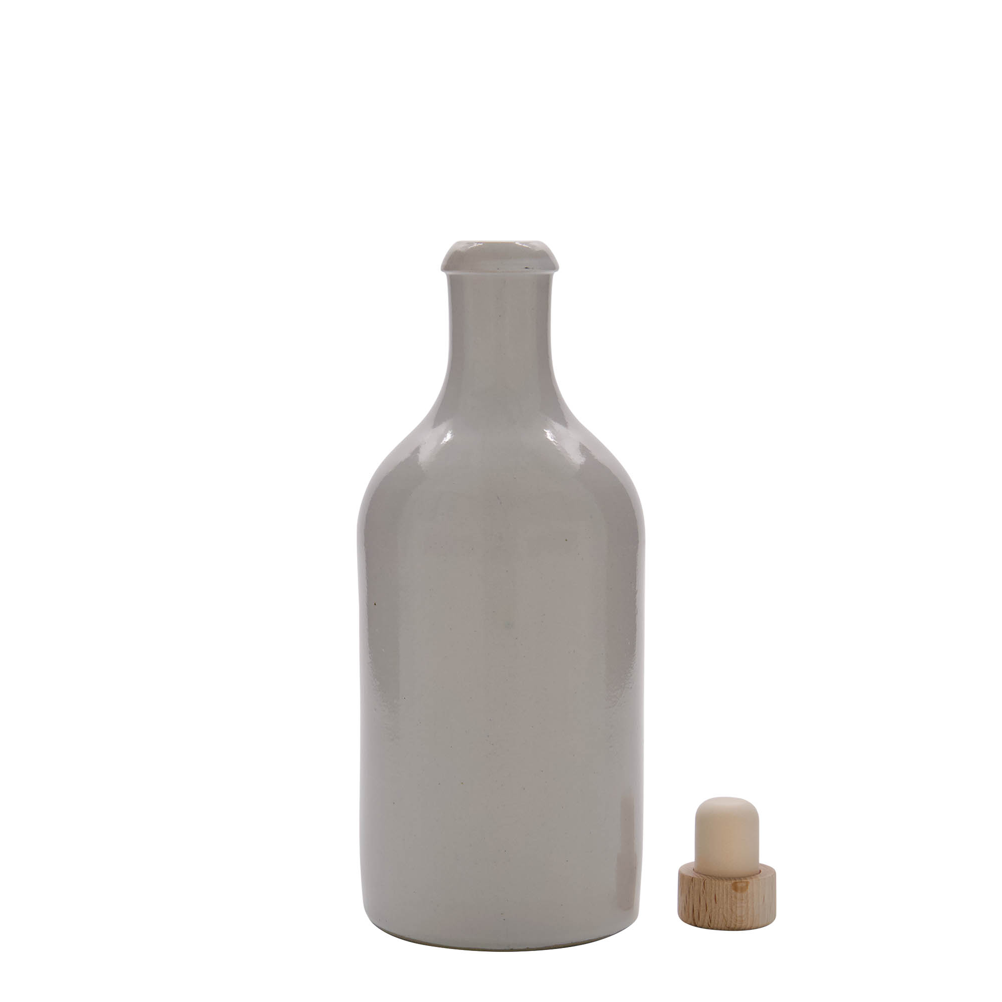 500 ml tonkrus, stengods, vitt, öppning: kork