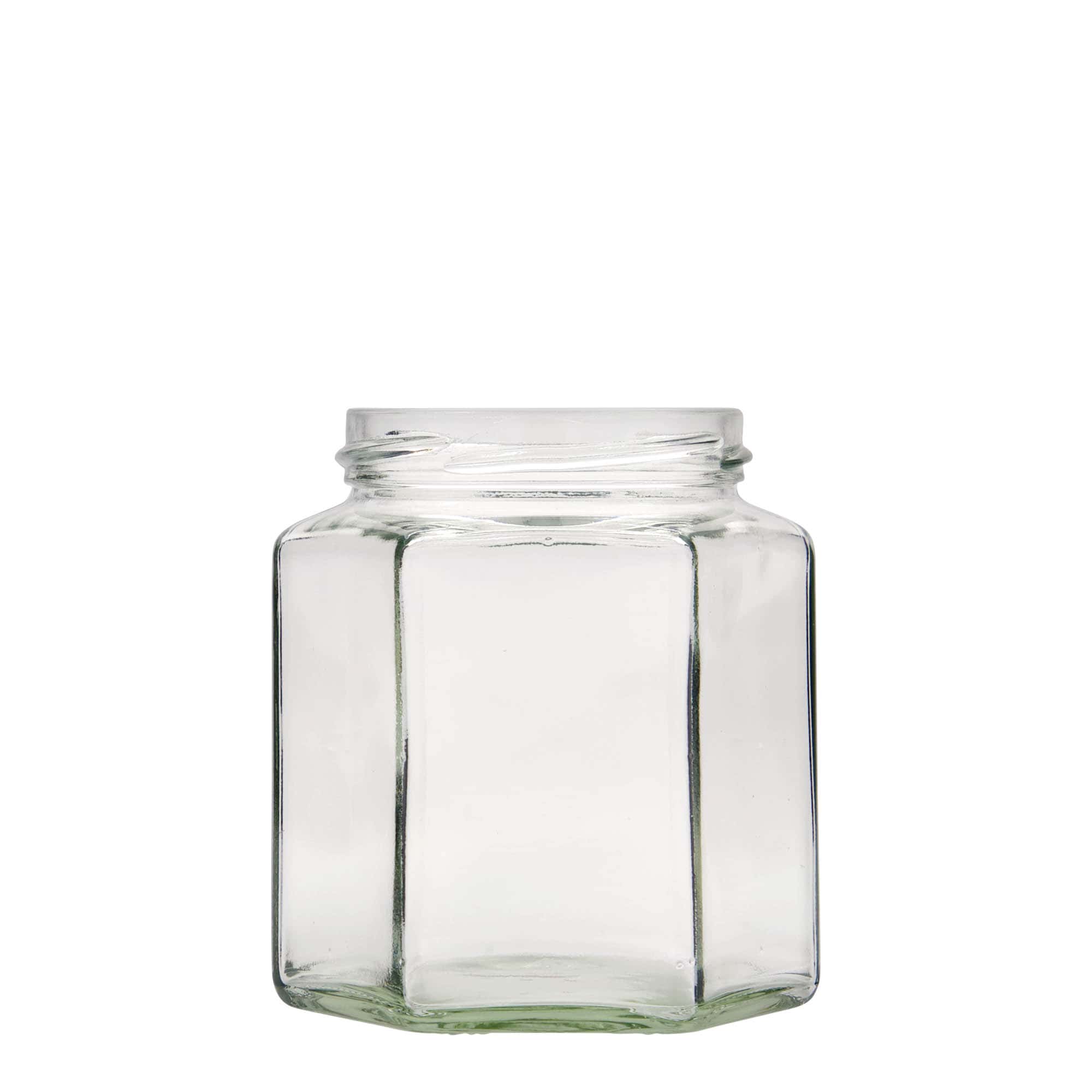 390 ml hexagonal burk, mynning: twist off (TO 70)