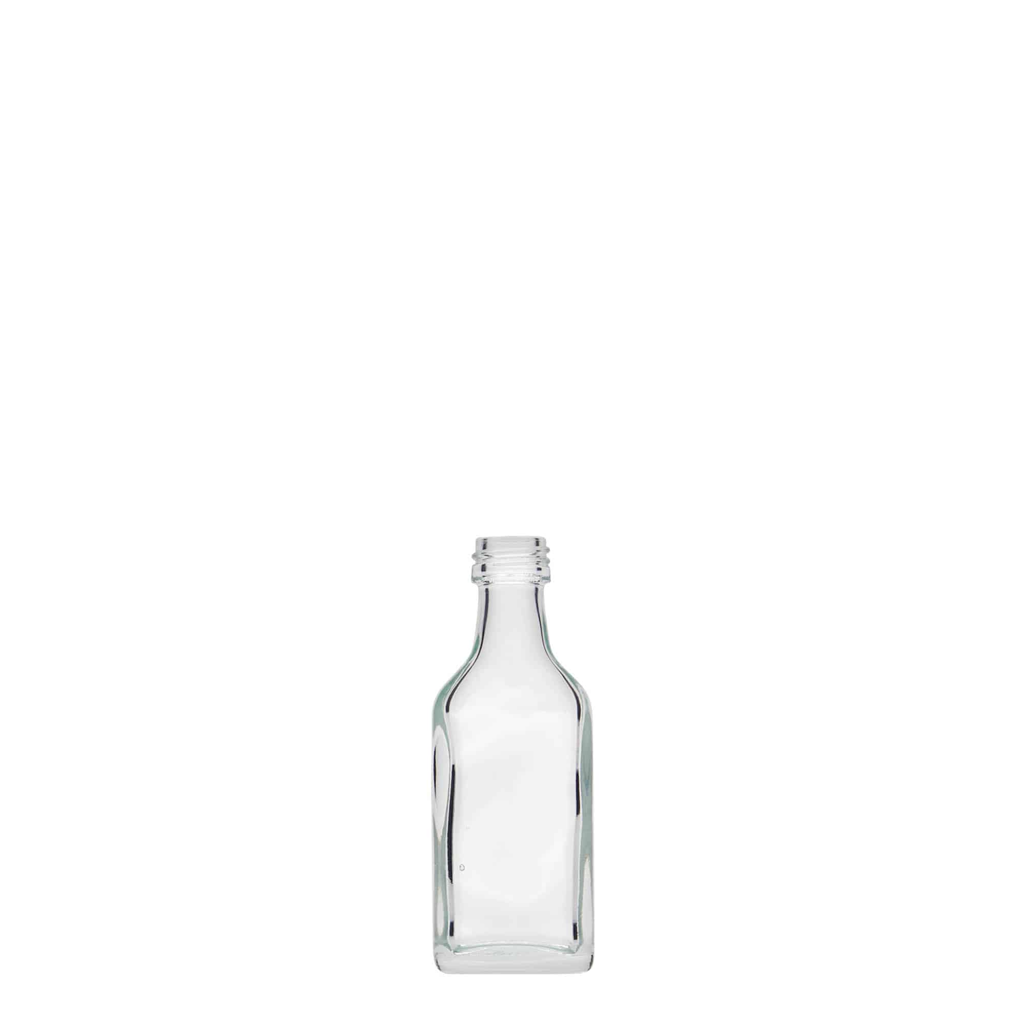 20 ml fickflaska, rektangulär, glas, öppning: PP 18