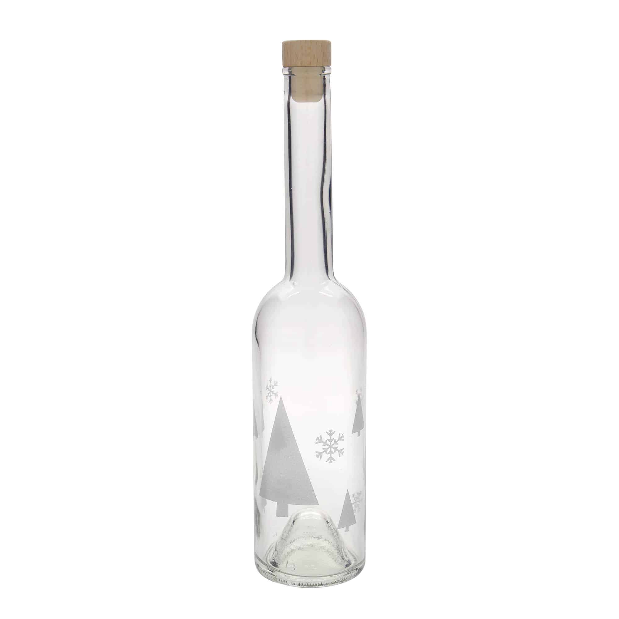 500 ml glasflaska 'Opera', motiv: Snöflingor, mynning: kork