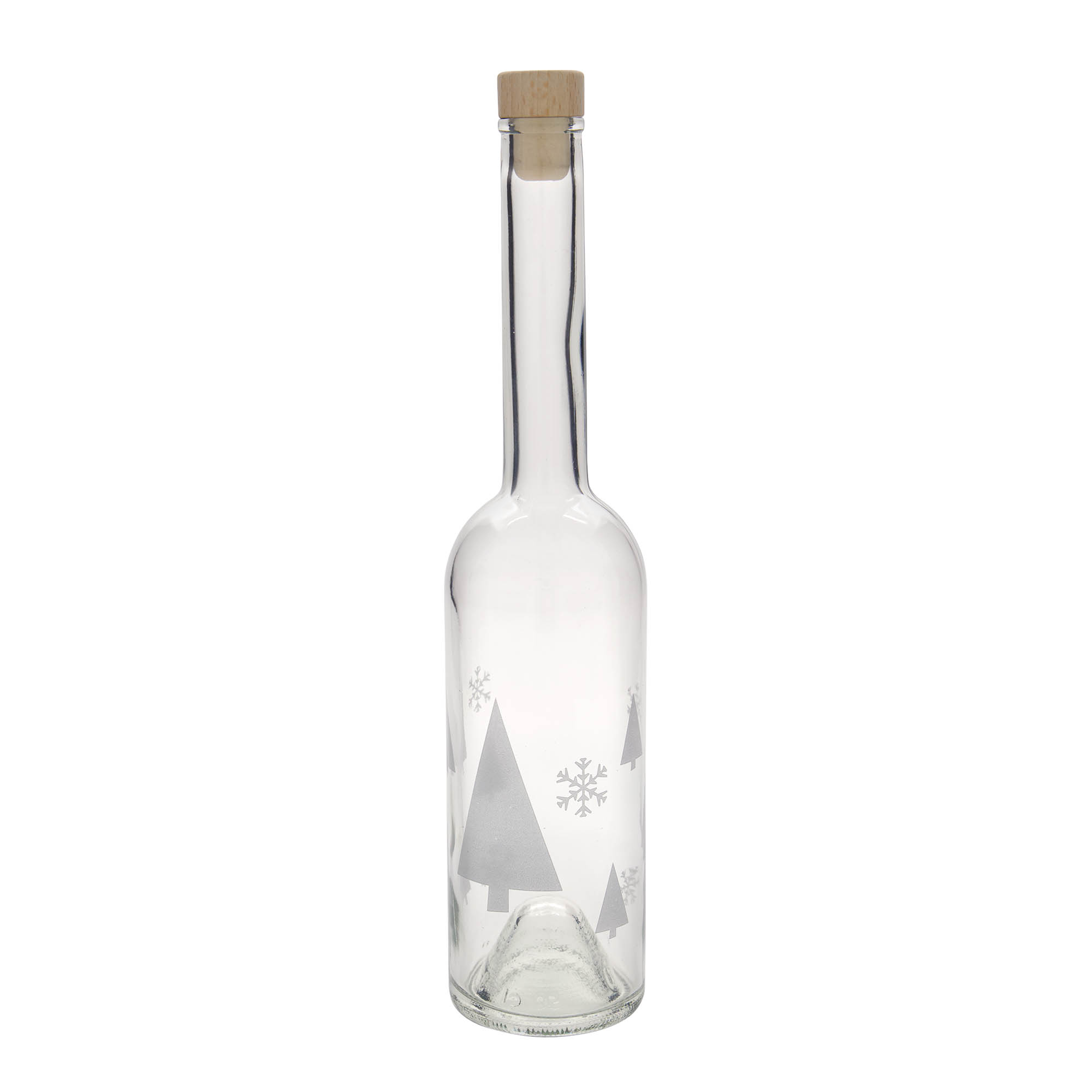 500 ml glasflaska 'Opera', motiv: snöflingor, öppning: kork