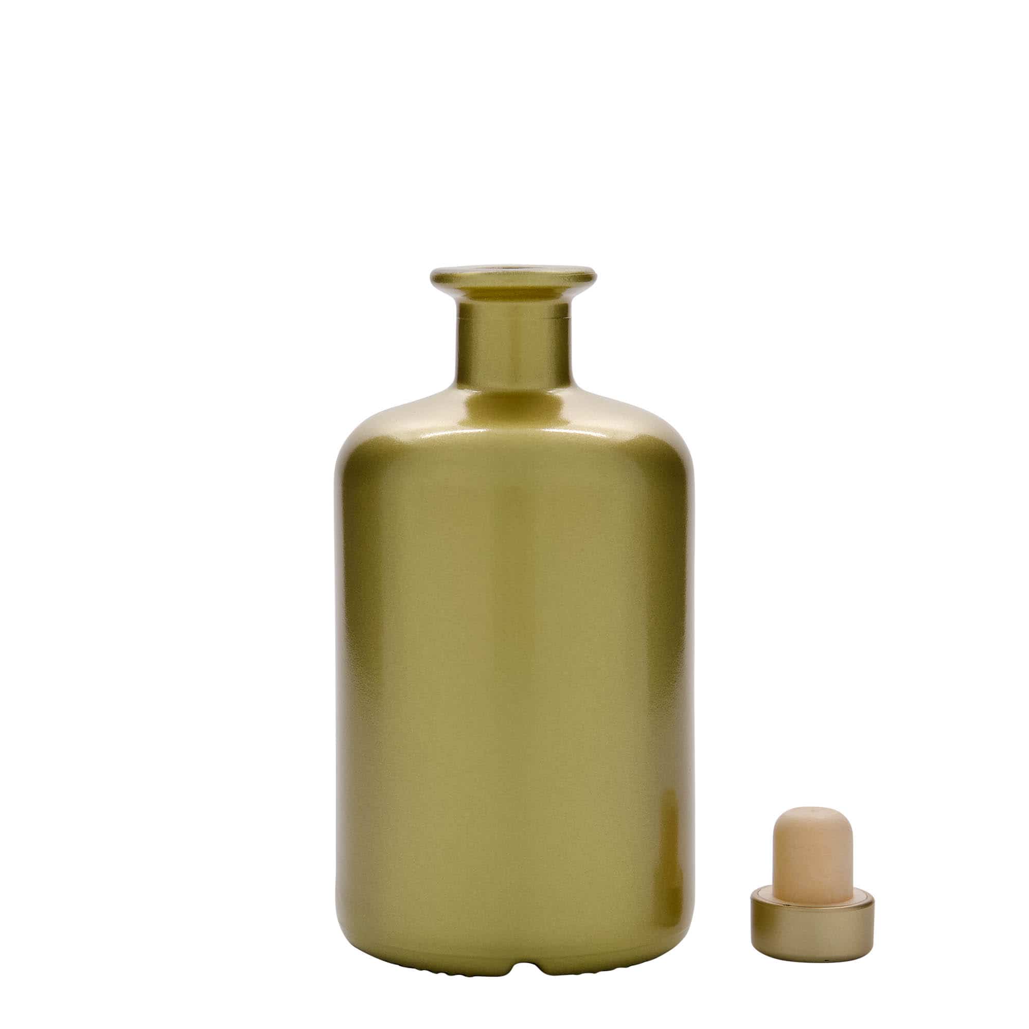 500 ml apoteksglasflaska, guld, mynning: kork