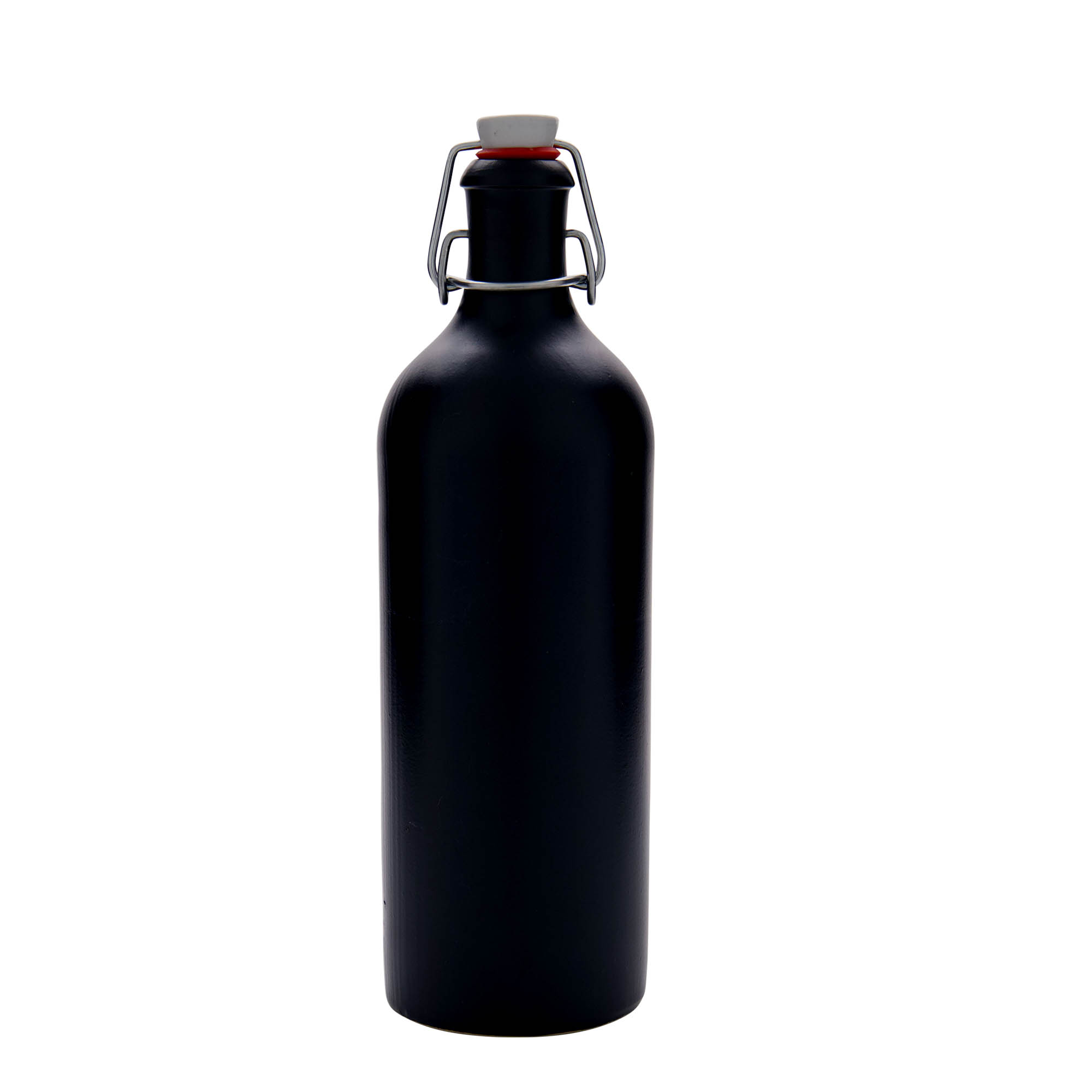 750 ml lerkrus, stengods, svart, mynning: bygelstängning