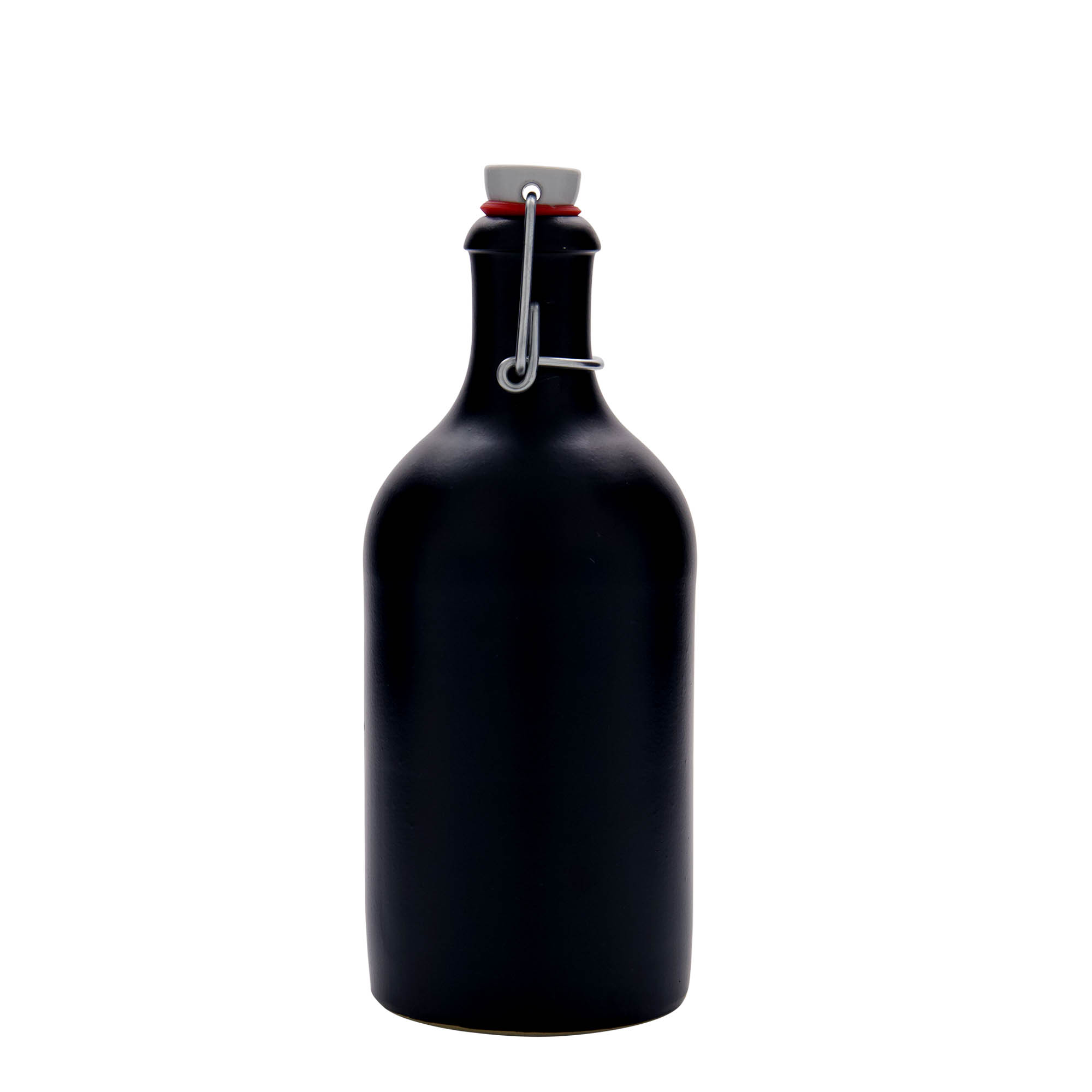 500 ml lerkrus, stengods, svart, mynning: bygelstängning