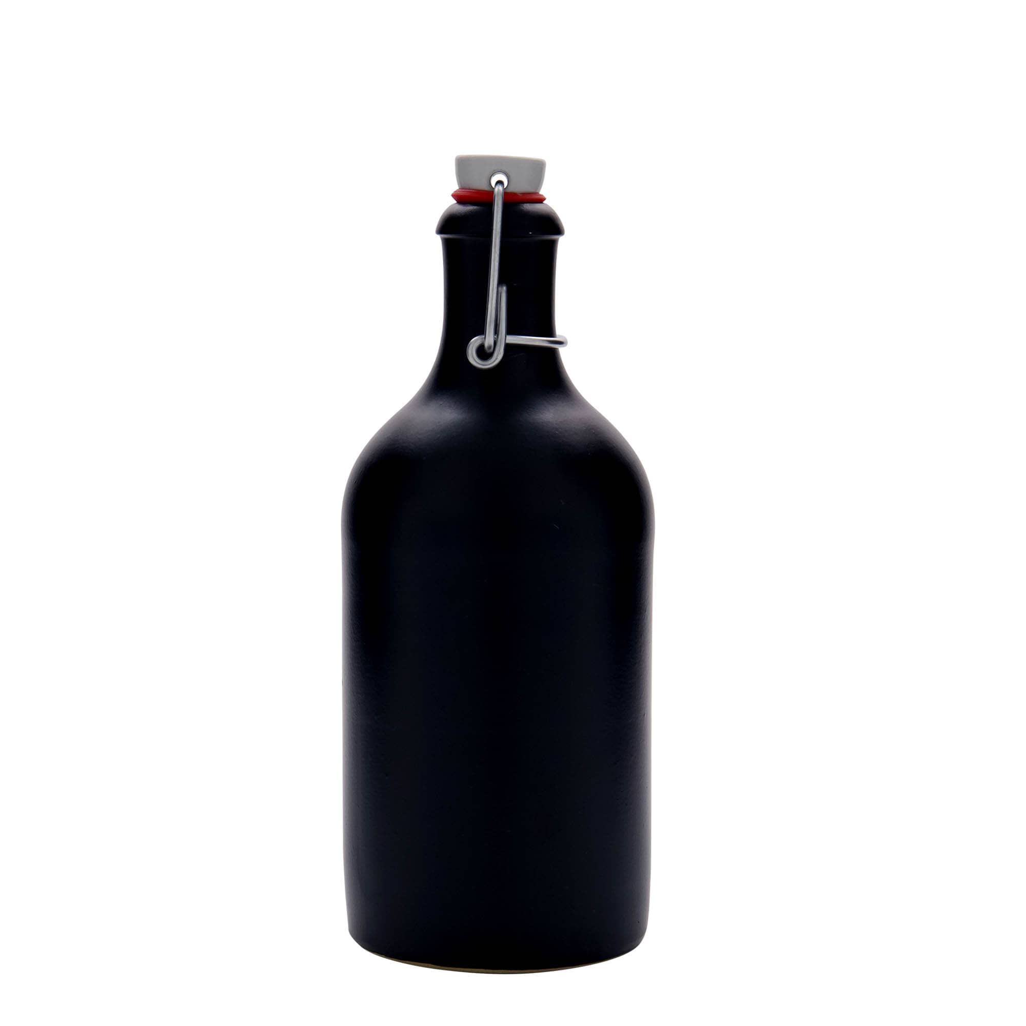 500 ml lerkrus, stengods, svart, mynning: bygelstängning