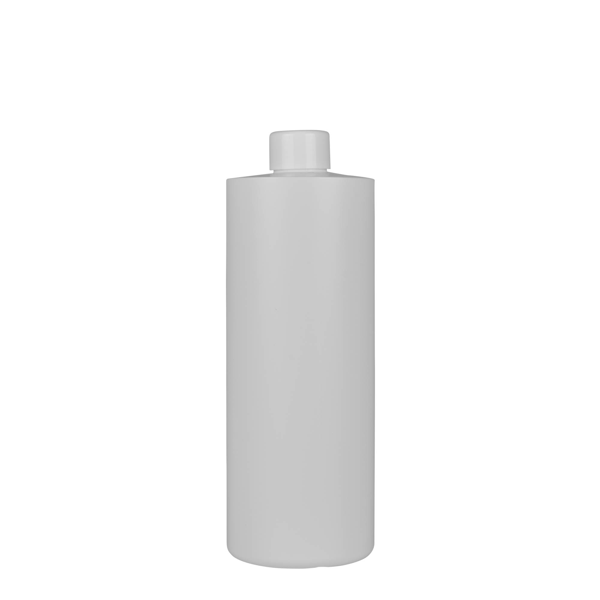 500 ml plastflaska 'Pipe', grön HDPE, vit, mynning: 24/410