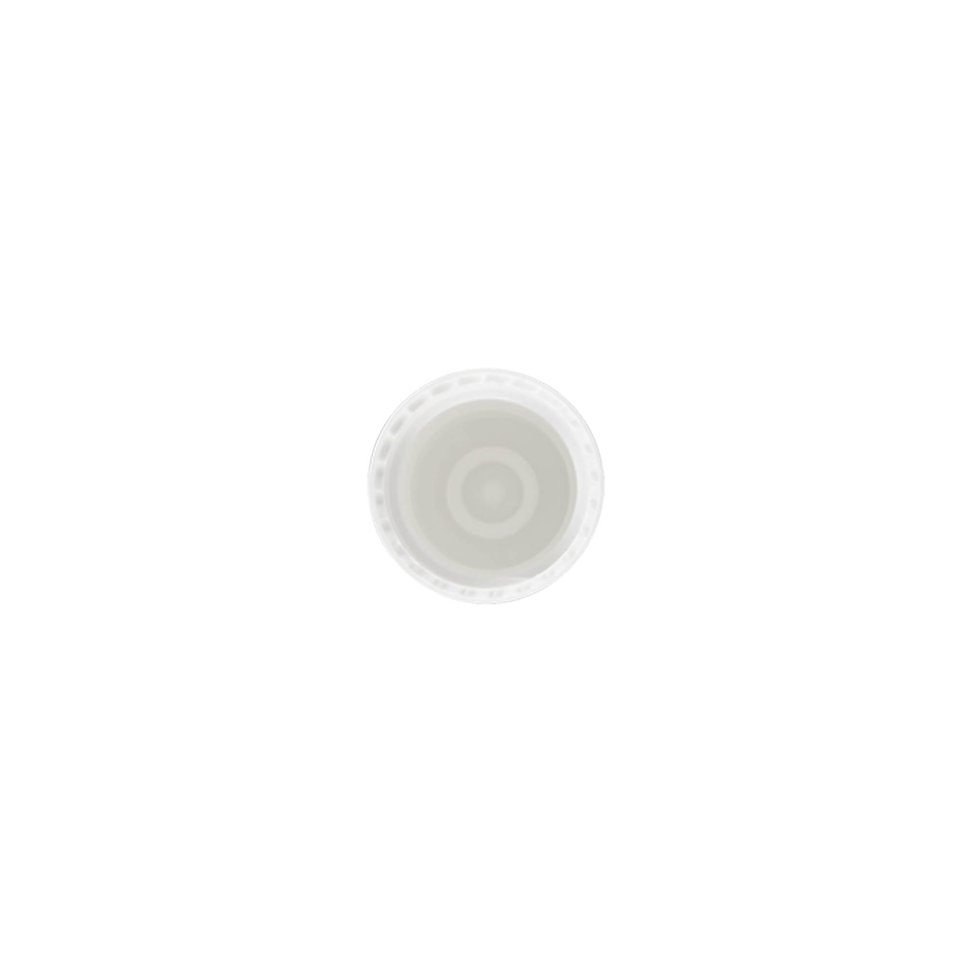 Lock till 10 ml roll-on-flaska, PP-plast, vit, för öppning: skruvlock Lock till 10 ml roll-on-flaska, PP-plast, vit, för öppning: skruvlock