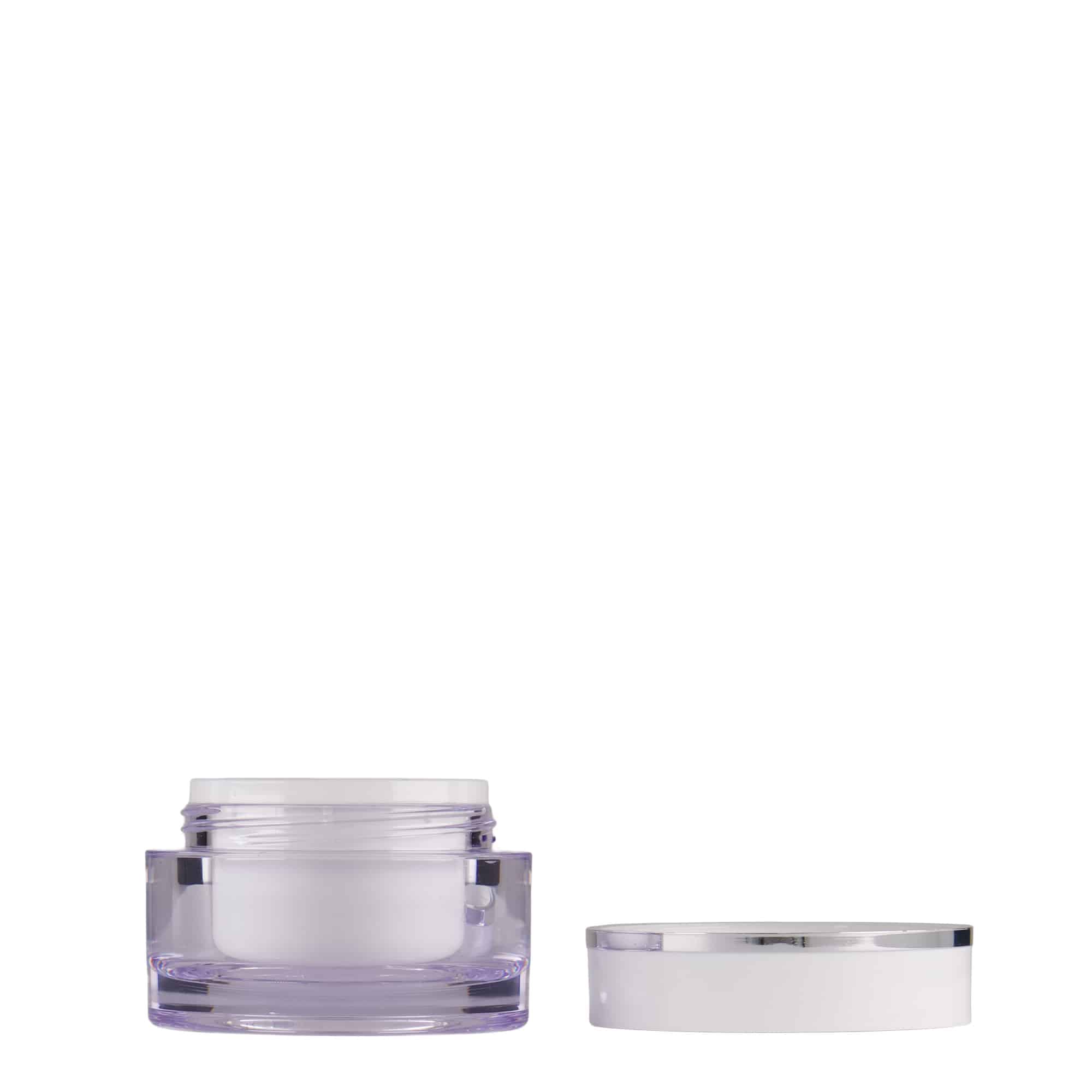 10 ml burk, SAN-plast, vit, öppning: skruvlock