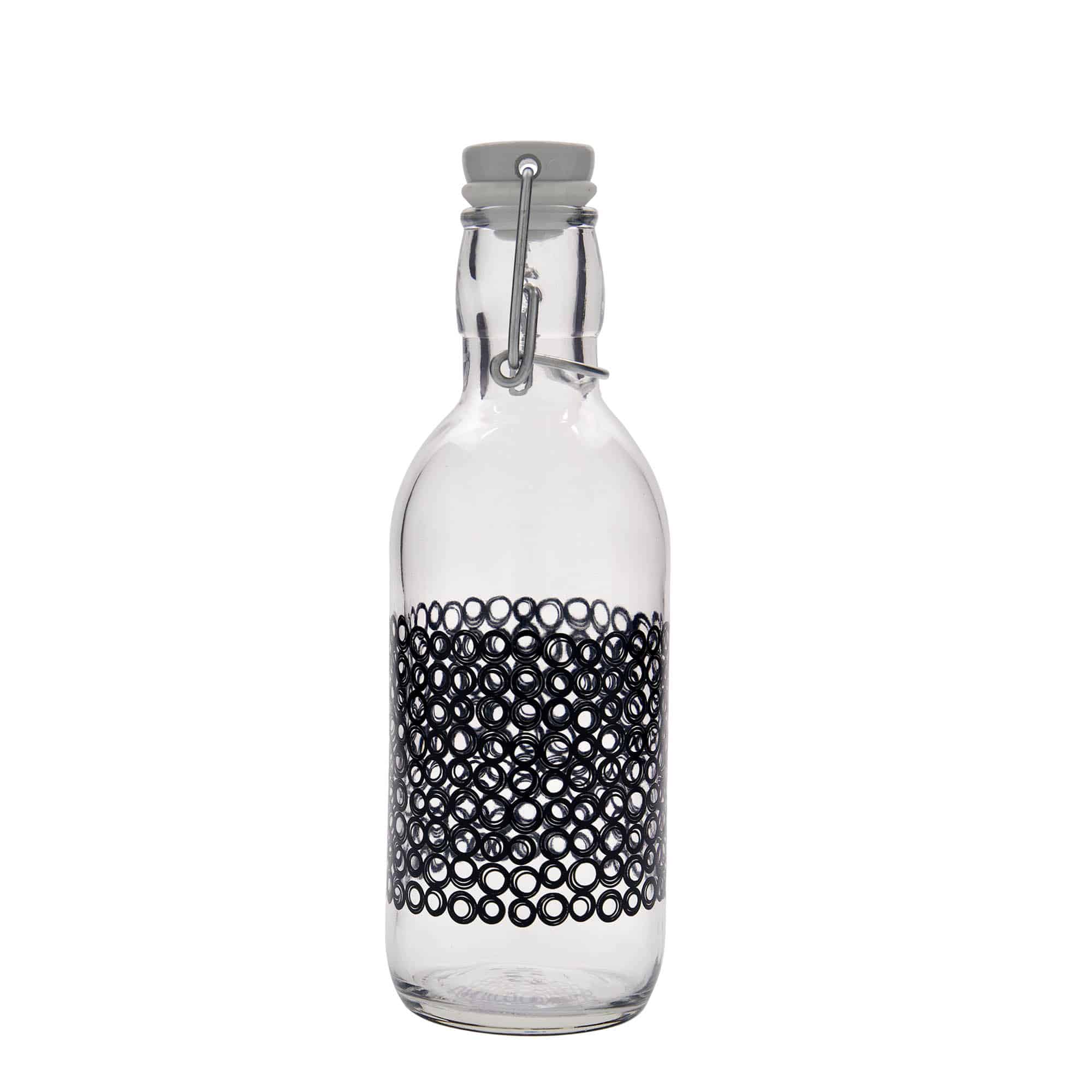 500 ml glasflaska 'Emilia', motiv: Circola nero, mynning: patentkork