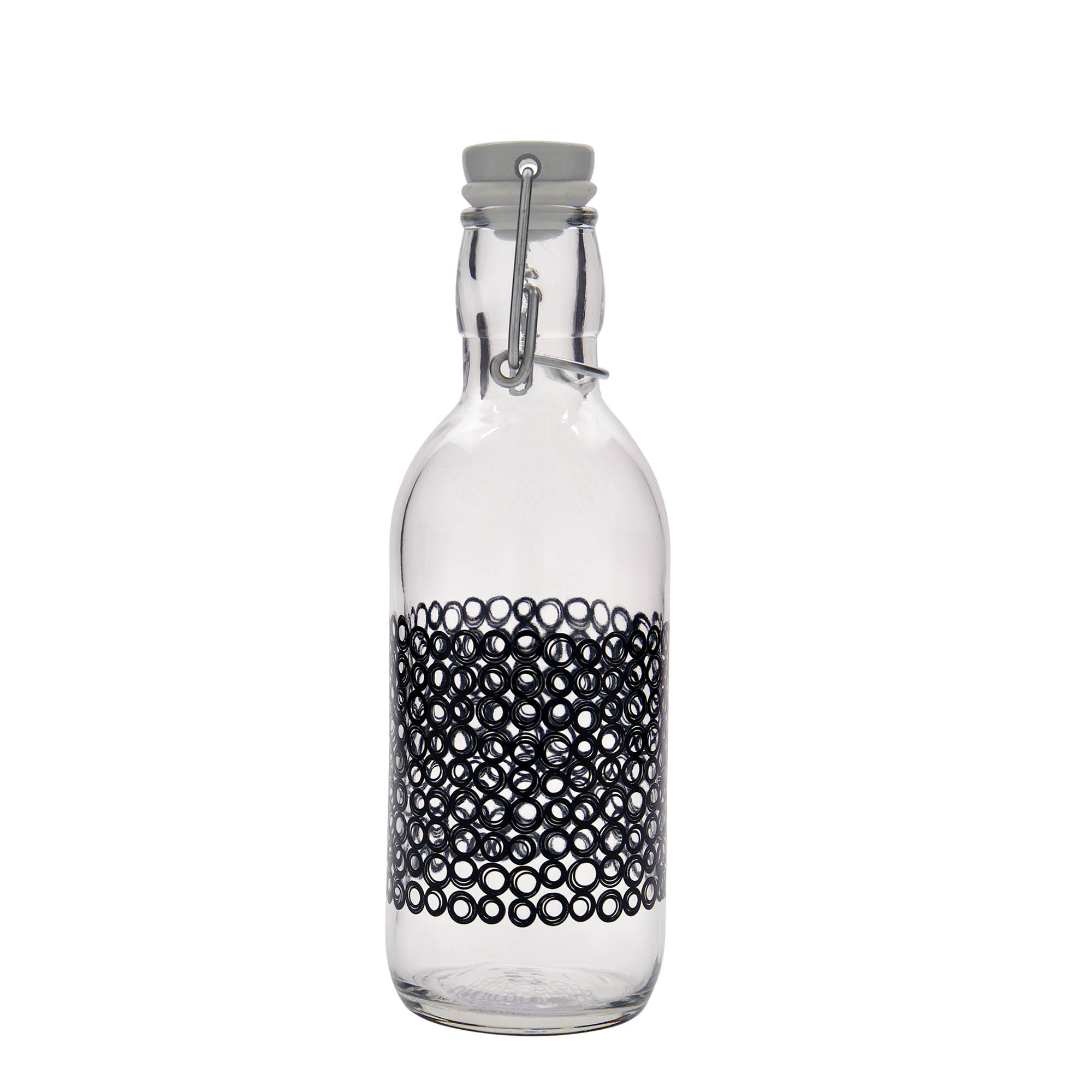 500 ml glasflaska 'Emilia', motiv: Circola nero, öppning: bygelstängning 500 ml glasflaska 'Emilia', motiv: Circola nero, öppning: bygelstängning