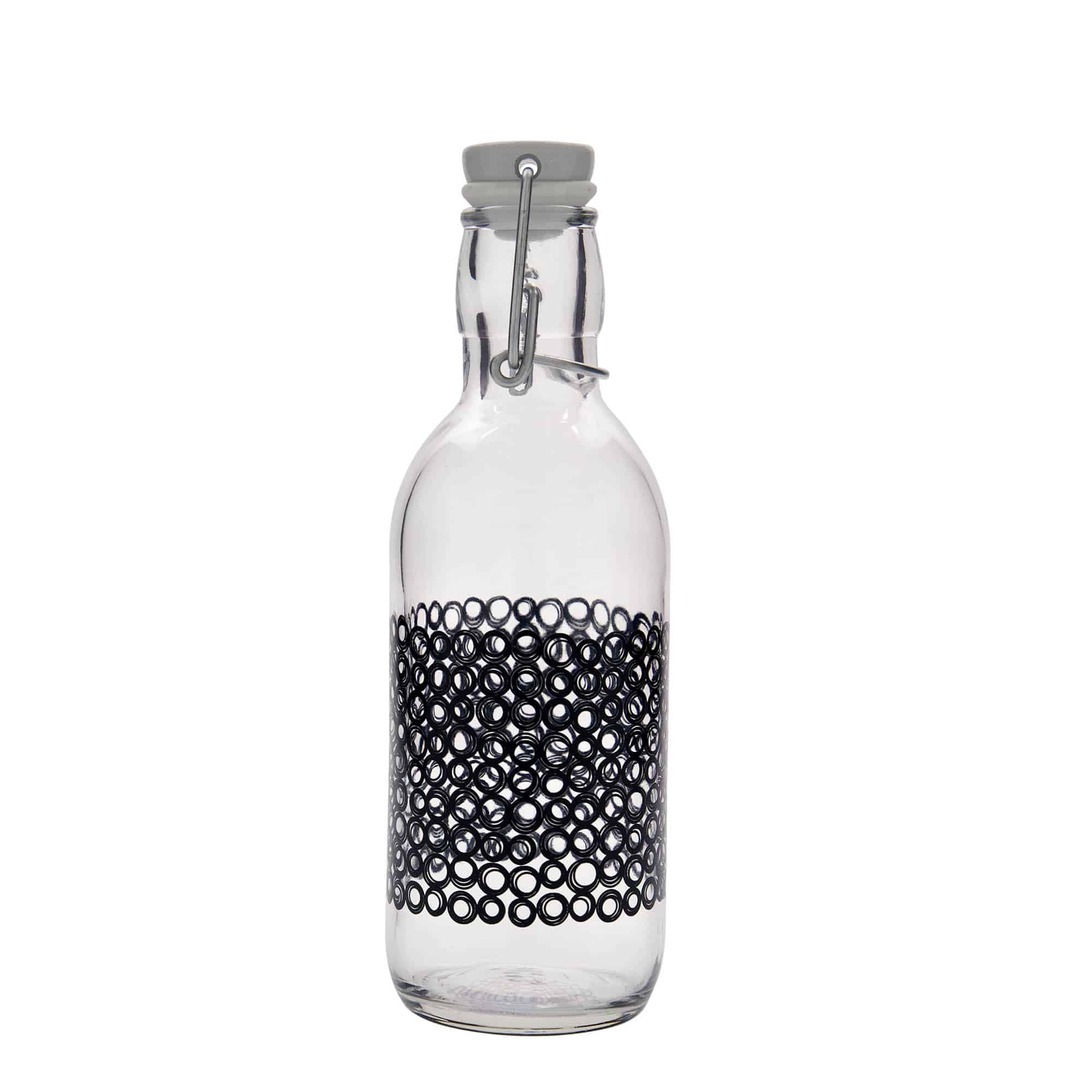 500 ml glasflaska 'Emilia', motiv: Circola nero, öppning: bygelstängning