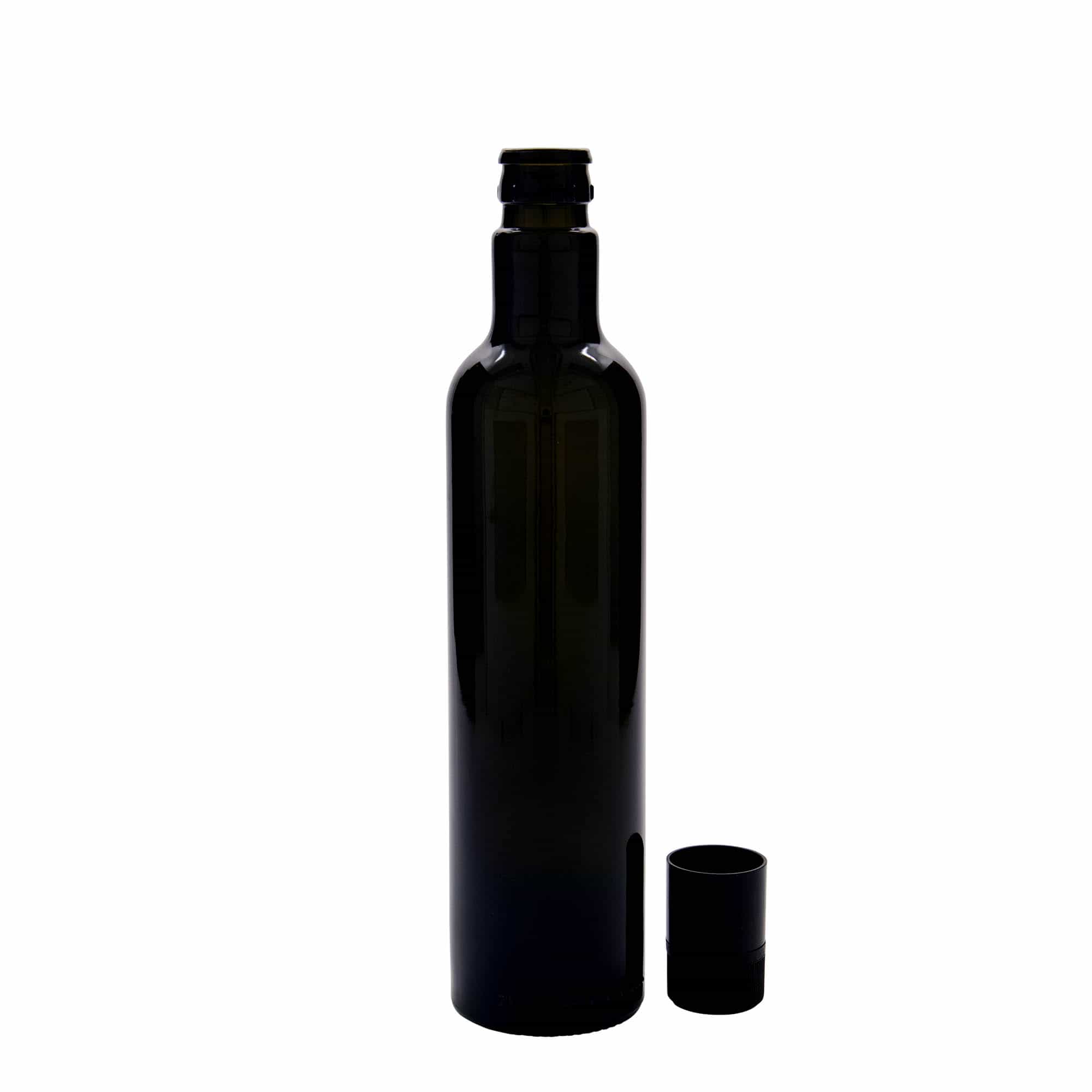 500 ml vinäger-/oljeflaska 'Willy New', glas, antikgrön, mynning: DOP