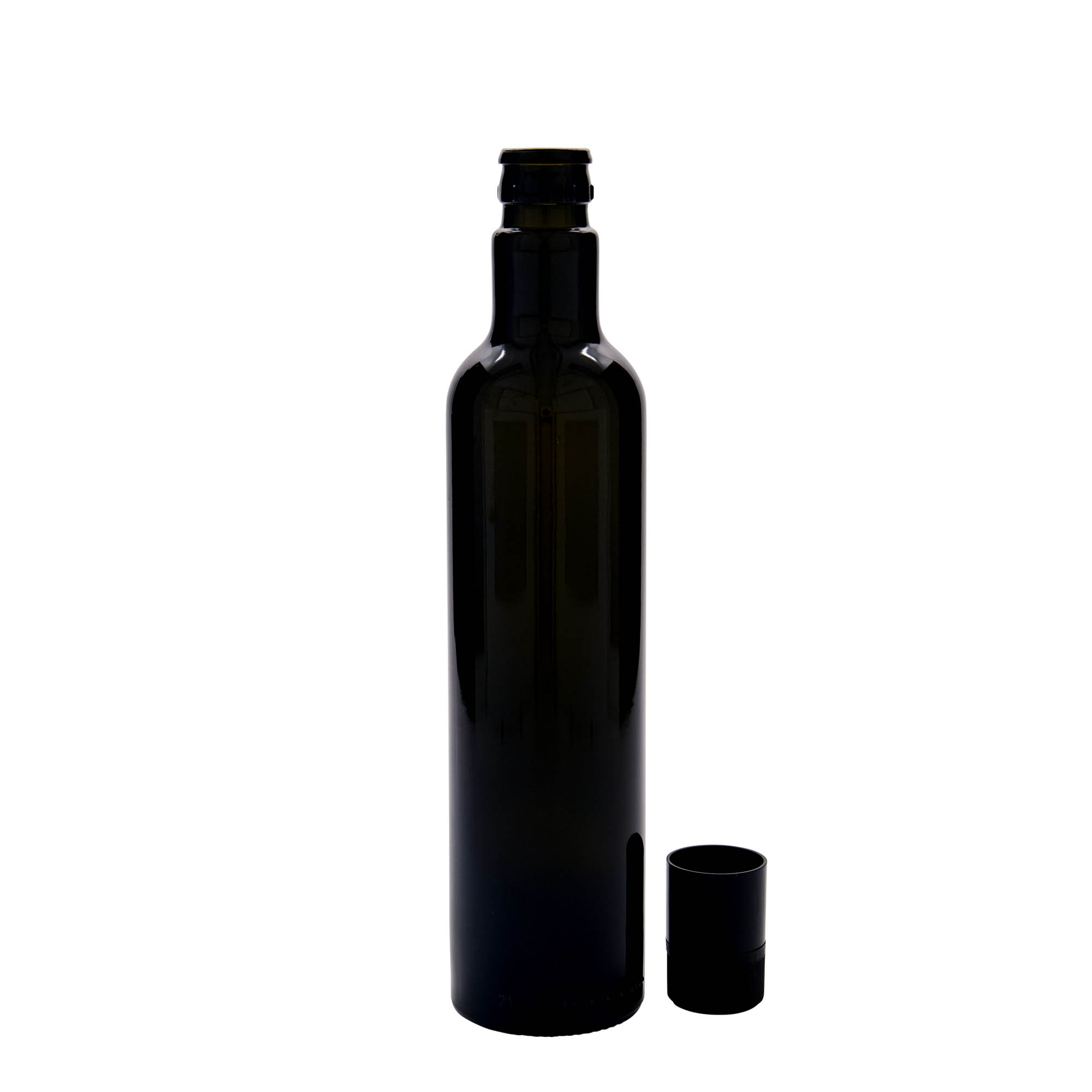 500 ml vinäger-/oljeflaska 'Willy New', glas, antikgrön, mynning: DOP