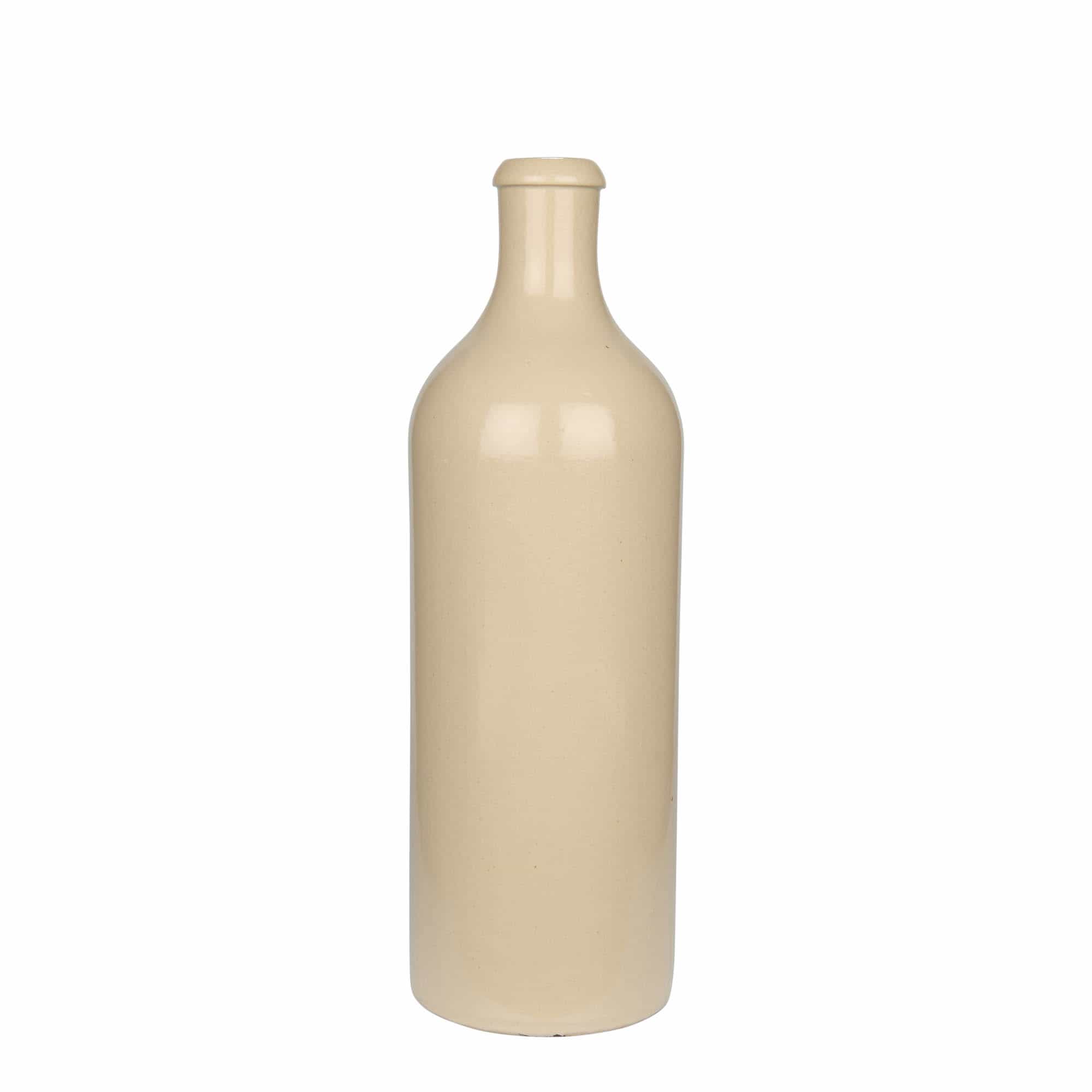 750 ml lerkrus, stengods, beige, mynning: kork