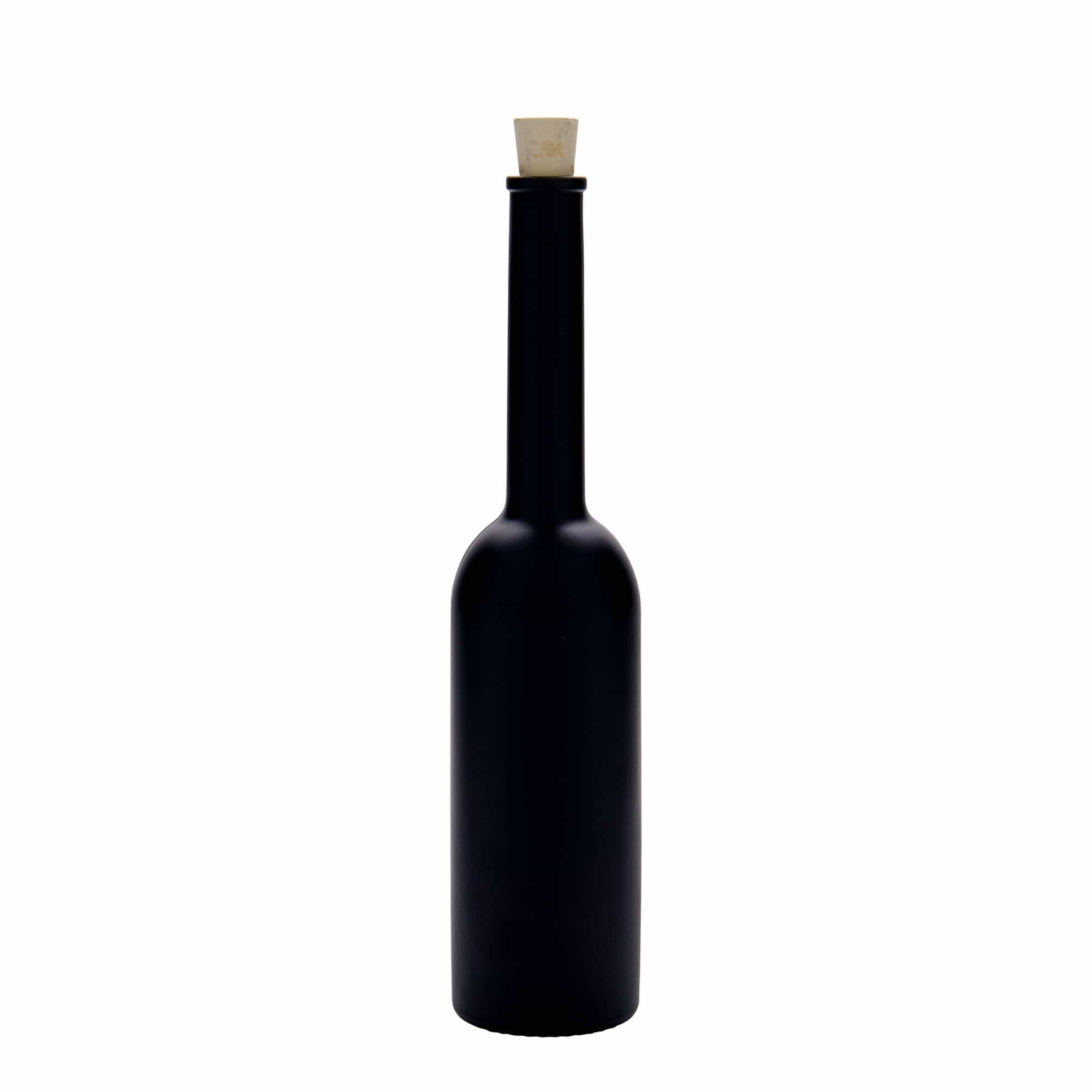 200 ml glasflaska 'Opera', svart, mynning: kork
