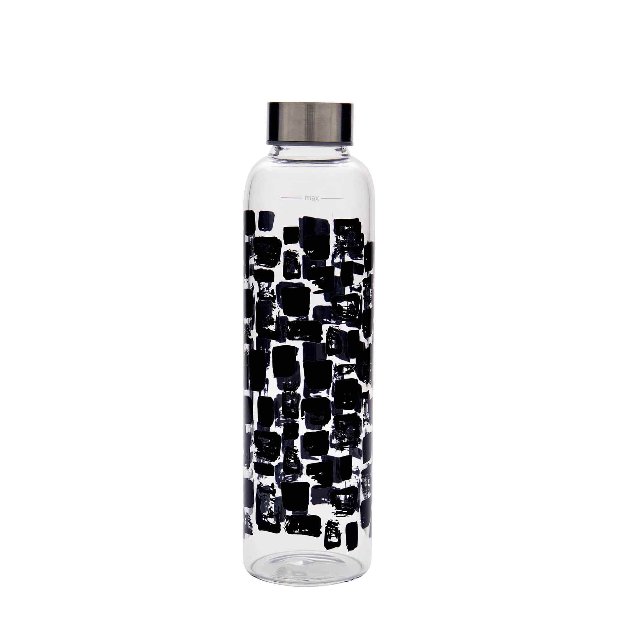 500 ml drickflaska 'Perseus - Svarta rektanglar', öppning: skruvlock