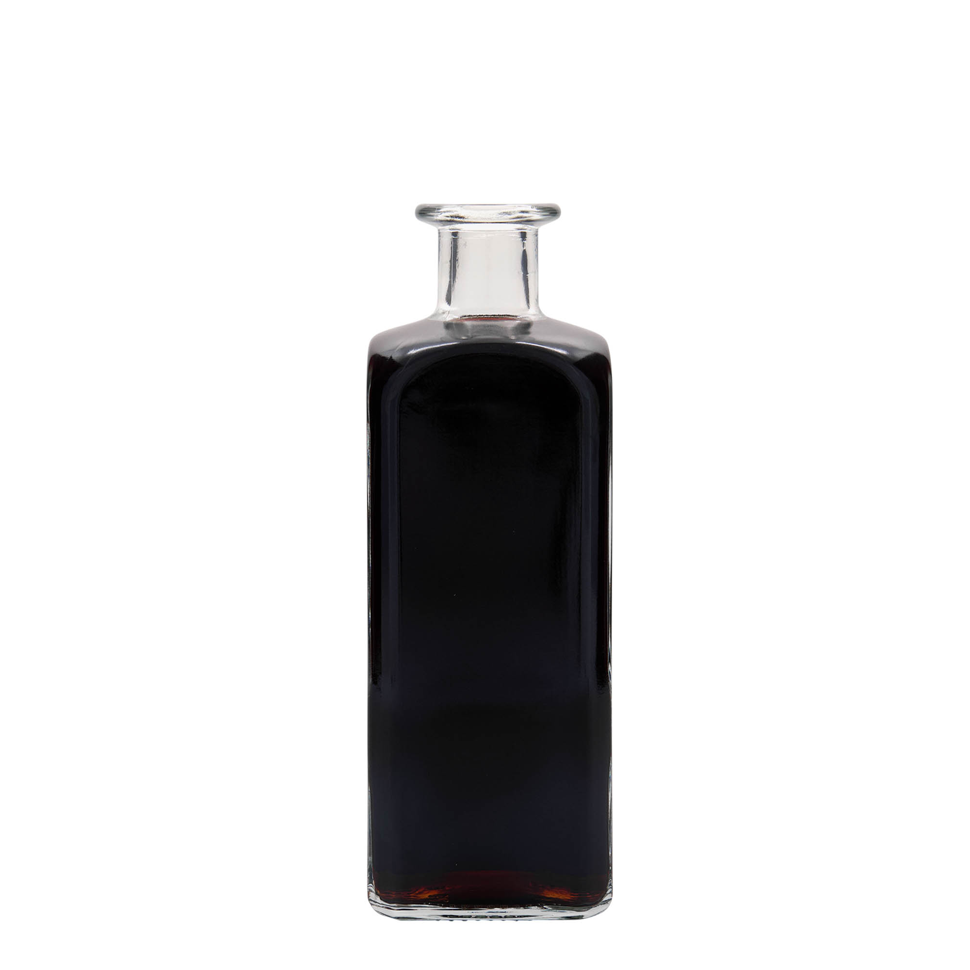 500 ml glasflaska Apotheker Carré, kvadratisk, öppning: kork