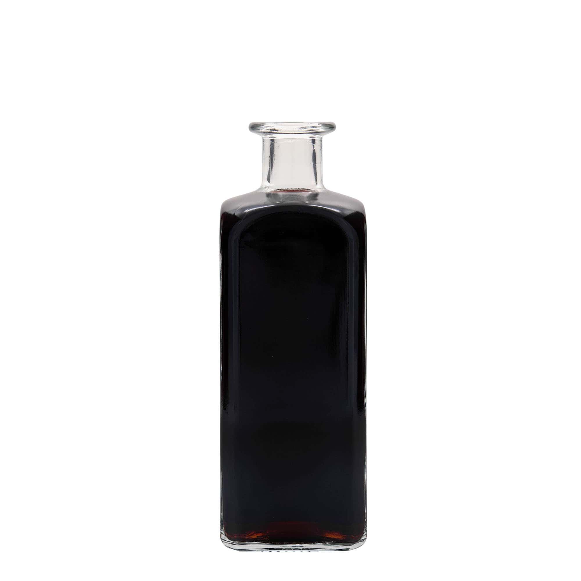 500 ml glasflaska Apotheker Carré, kvadratisk, öppning: kork