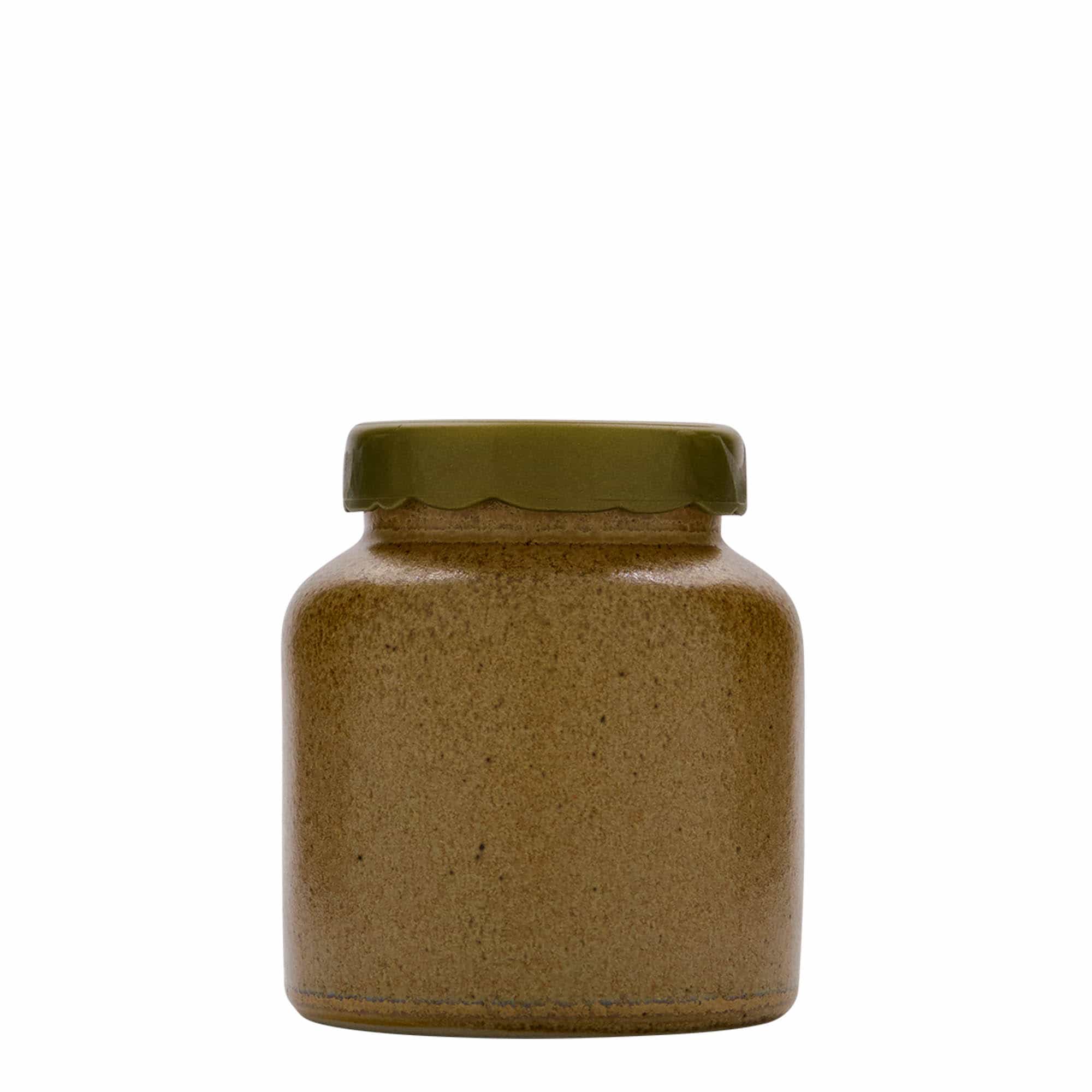 270 ml stengodsburk, keramik, brun-kristall, mynning: snäpplock