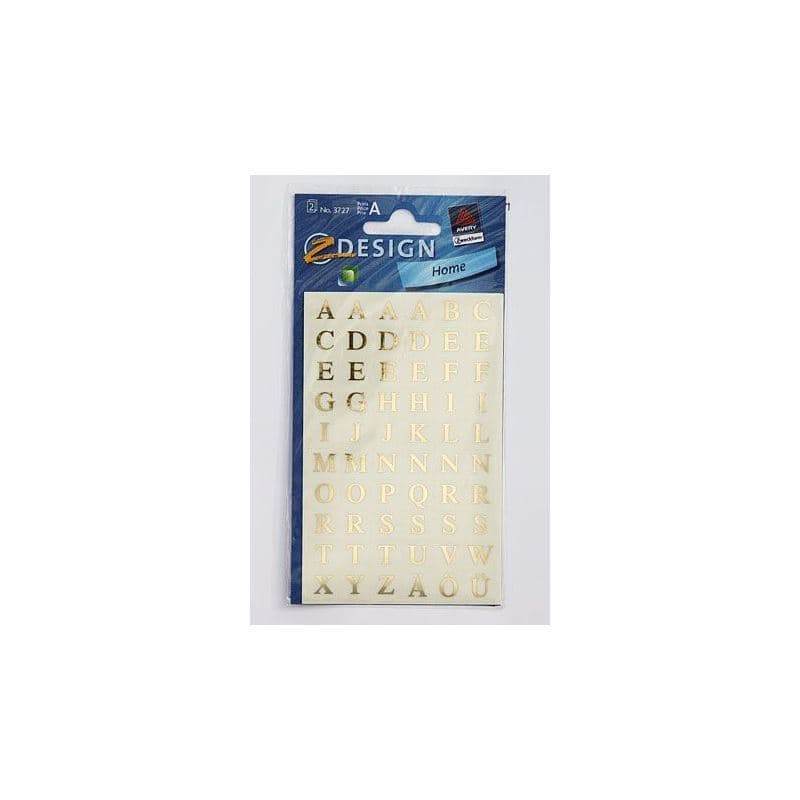 Självhäftande dekaler 'Alfabet', rektangulära, plast, guld