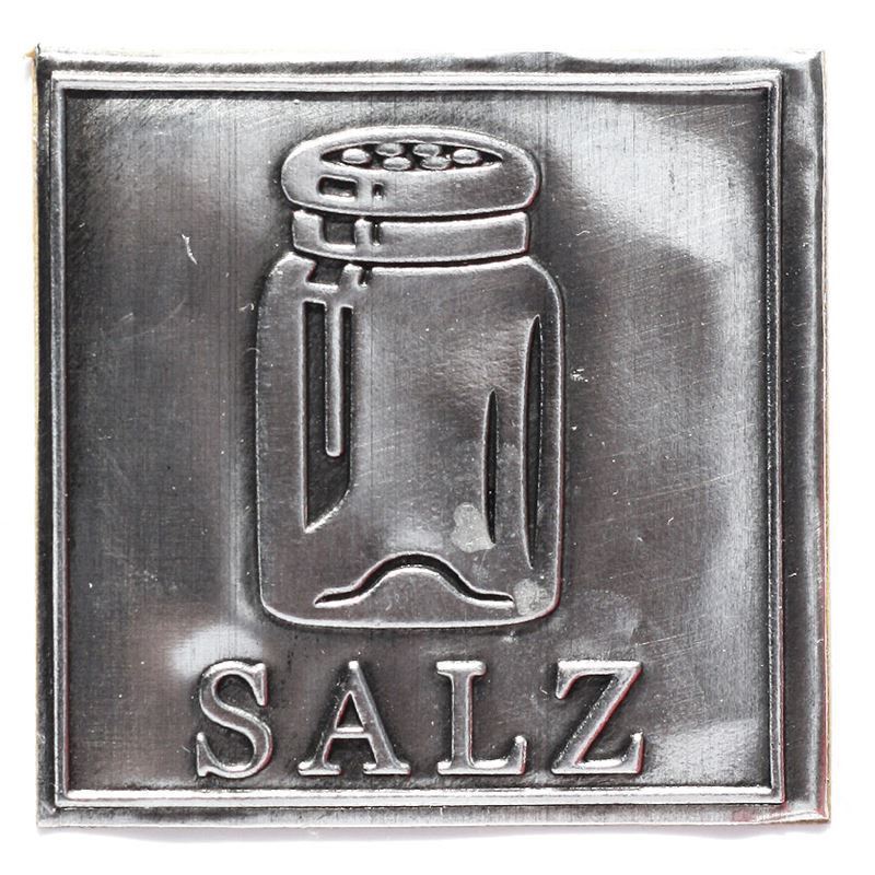 Tennetikett 'Salt', kvadratisk, metall, silver