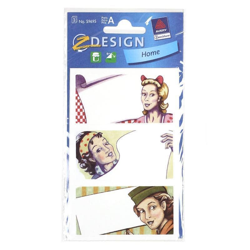 Självhäftande etiketter 'Pop art', rektangulära, papper, flerfärgade Självhäftande etiketter 'Pop art', rektangulära, papper, flerfärgade