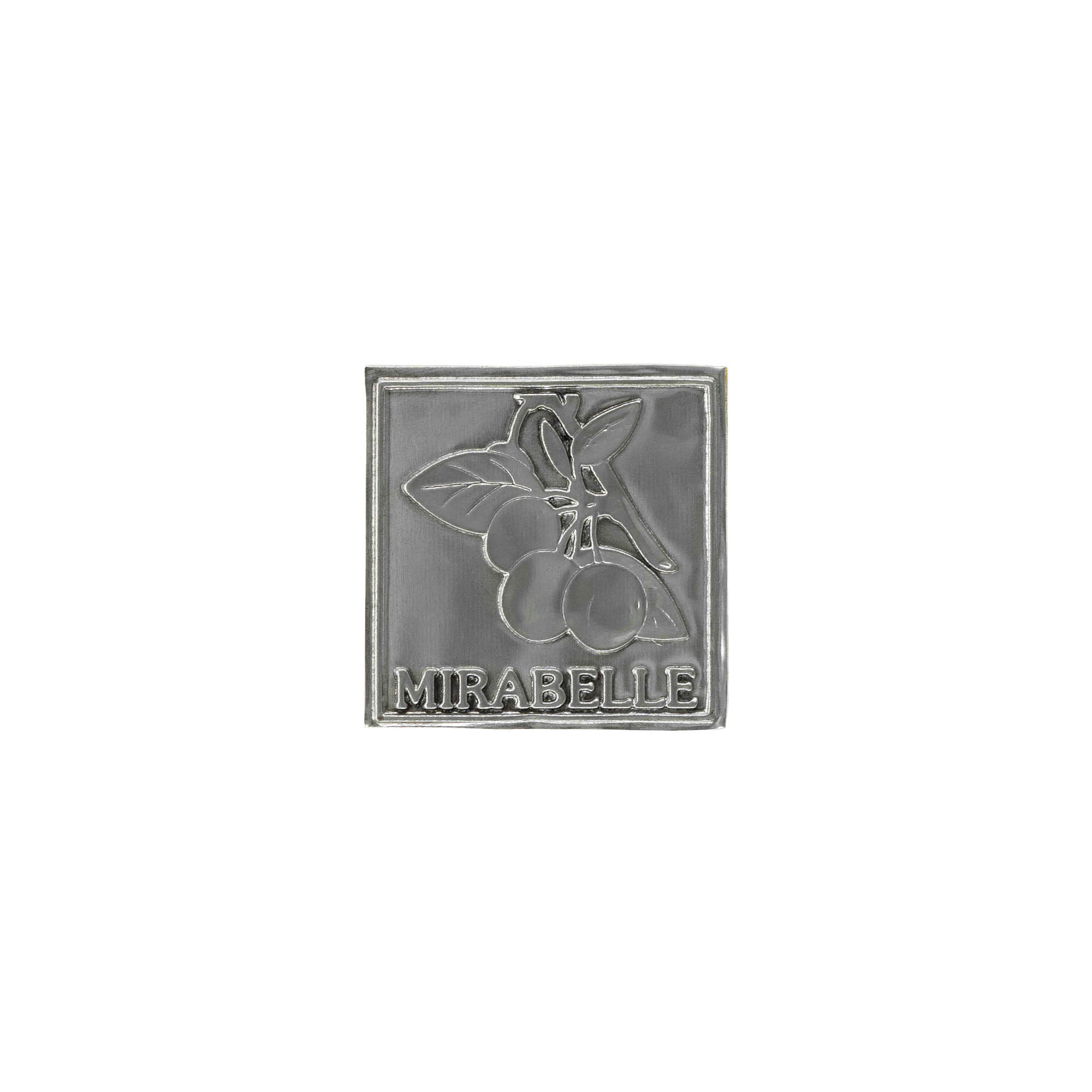 Tennetikett 'Mirabelle', kvadratisk, metall, silver