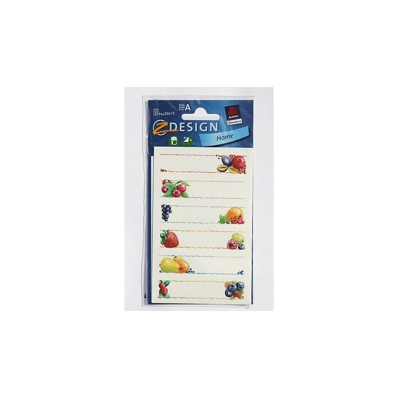 Zweckform Etiketter 'Frukt', rektangulära, papper, flerfärgade