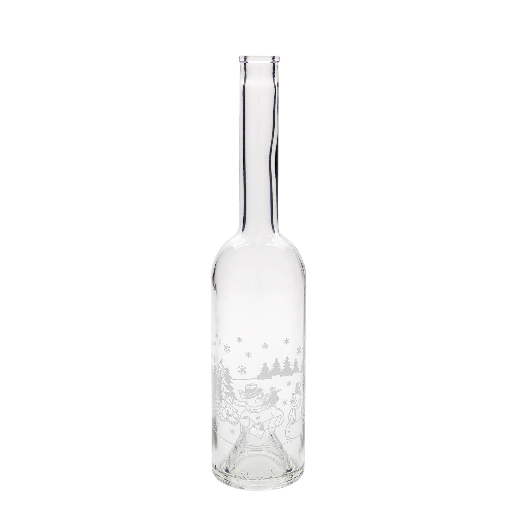 500 ml glasflaska 'Opera', motiv: snögubbsflaska, öppning: kork