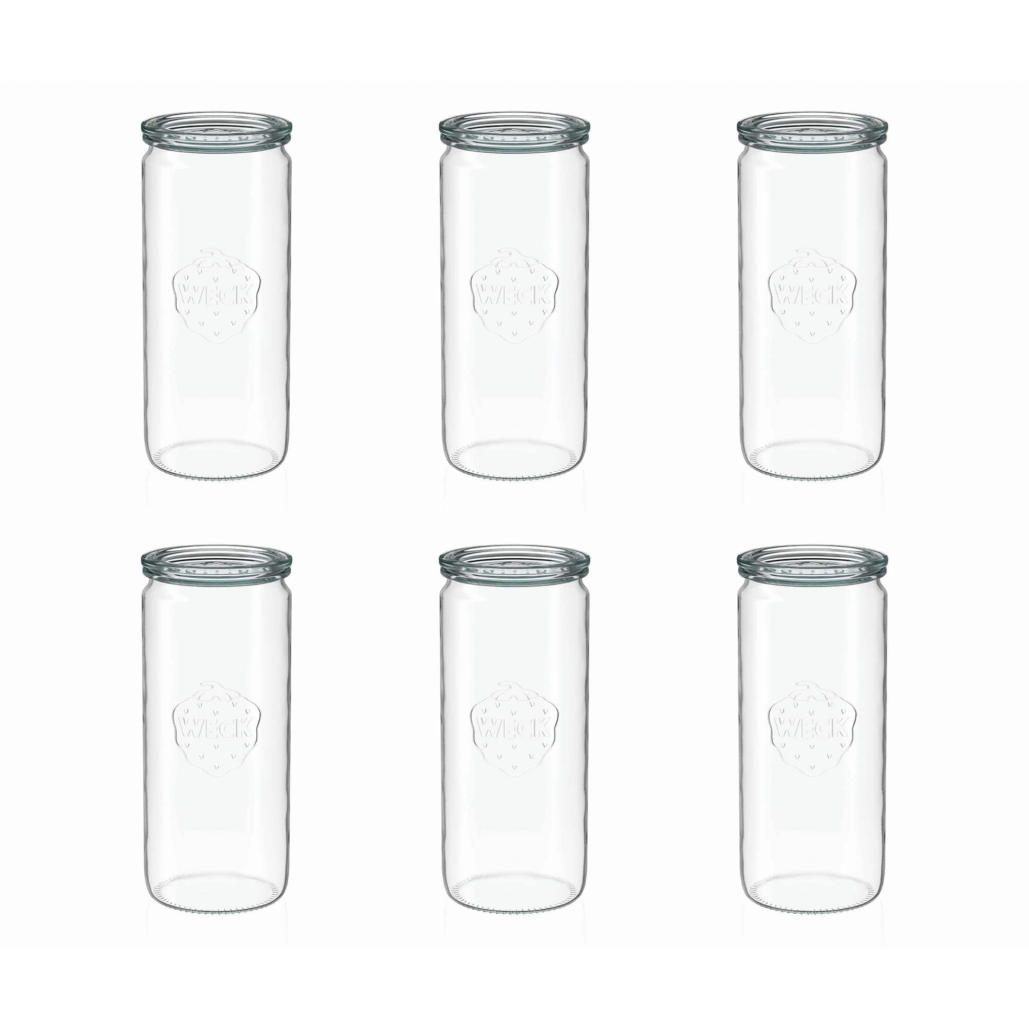 6x 1040 ml WECK-cylinderglas med glaslock RR 80